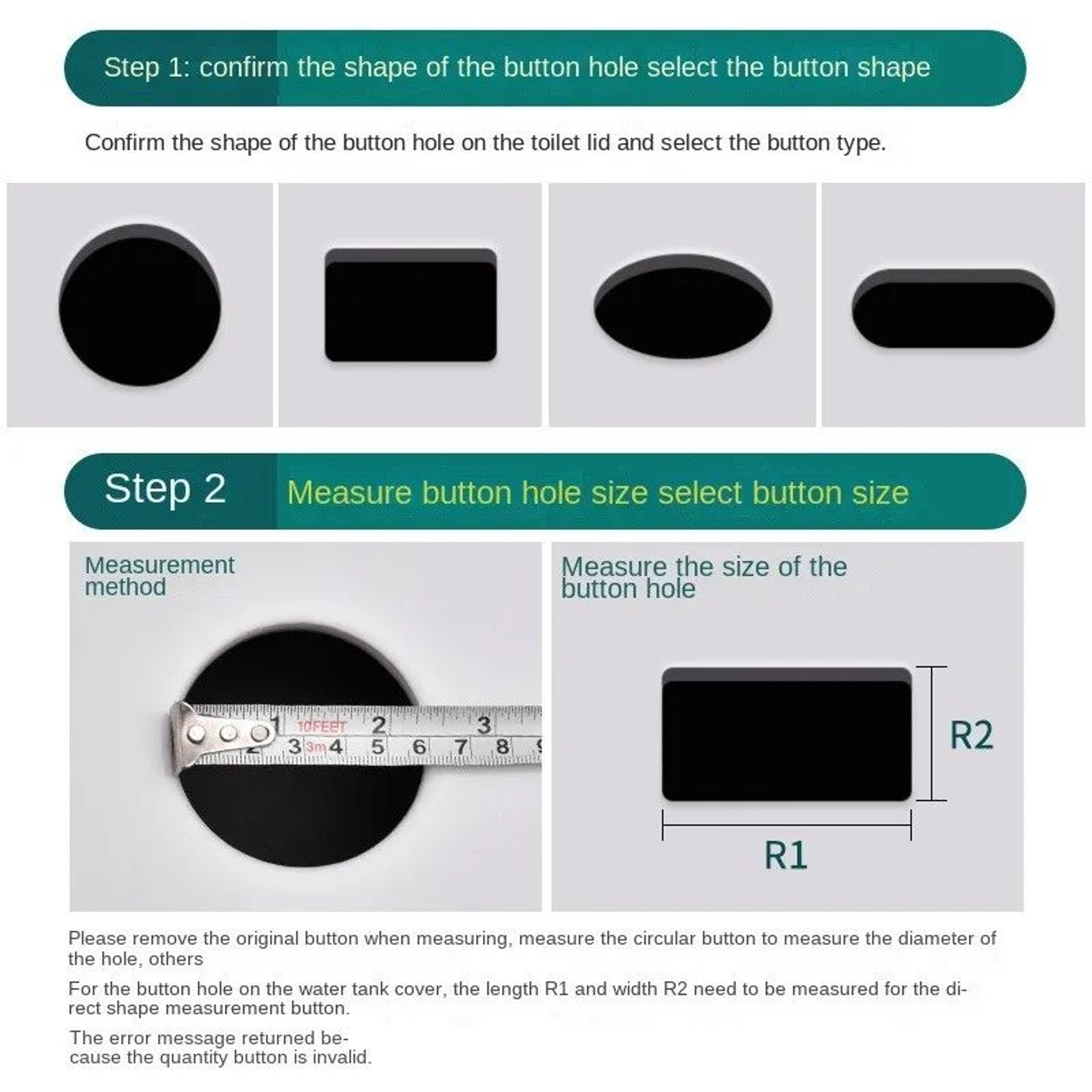 Universal Dual Flush Toilet Tank Push Button Replacement 3