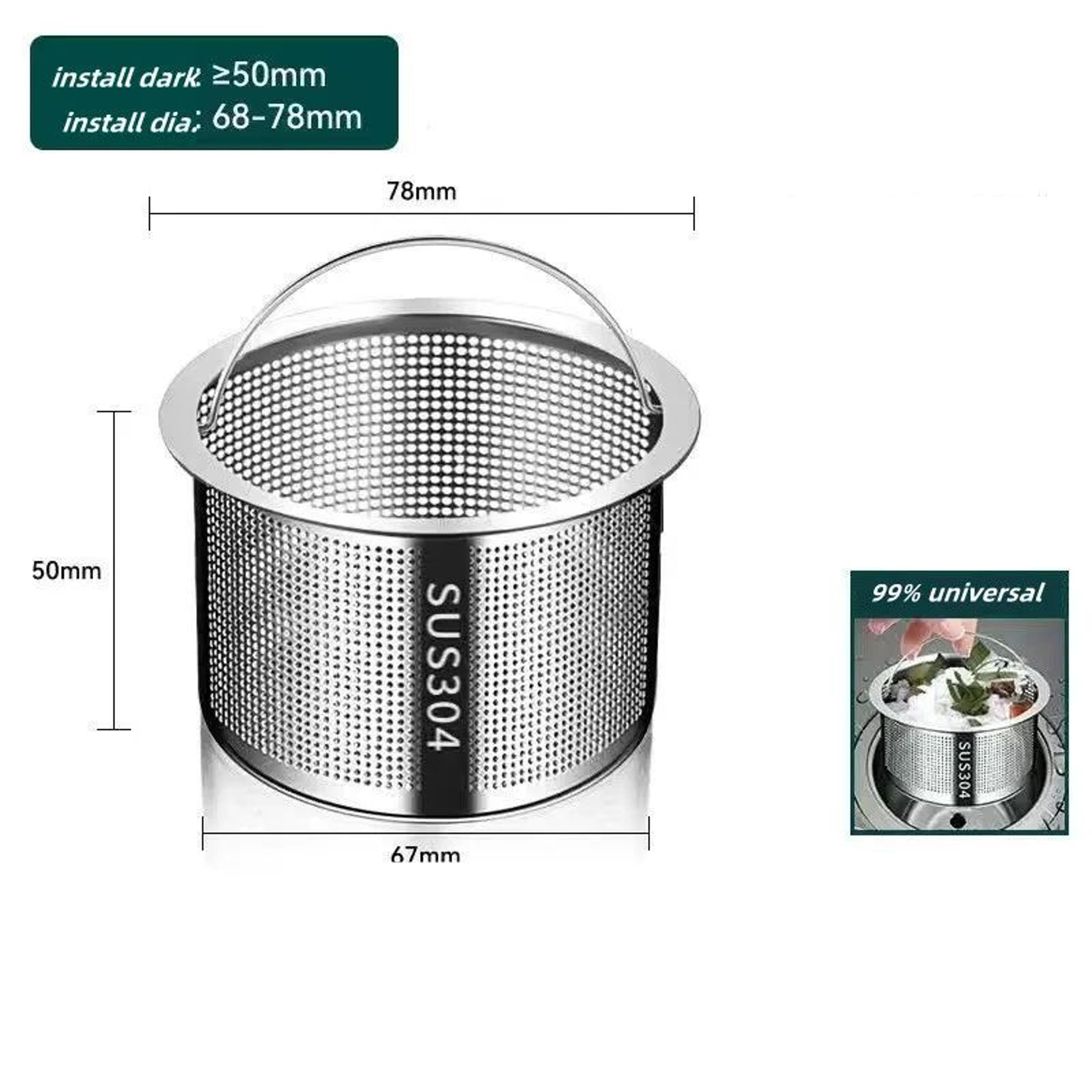 Stainless Steel Kitchen Sink Strainer Fine Mesh Drain Filter Basket With Handle 6