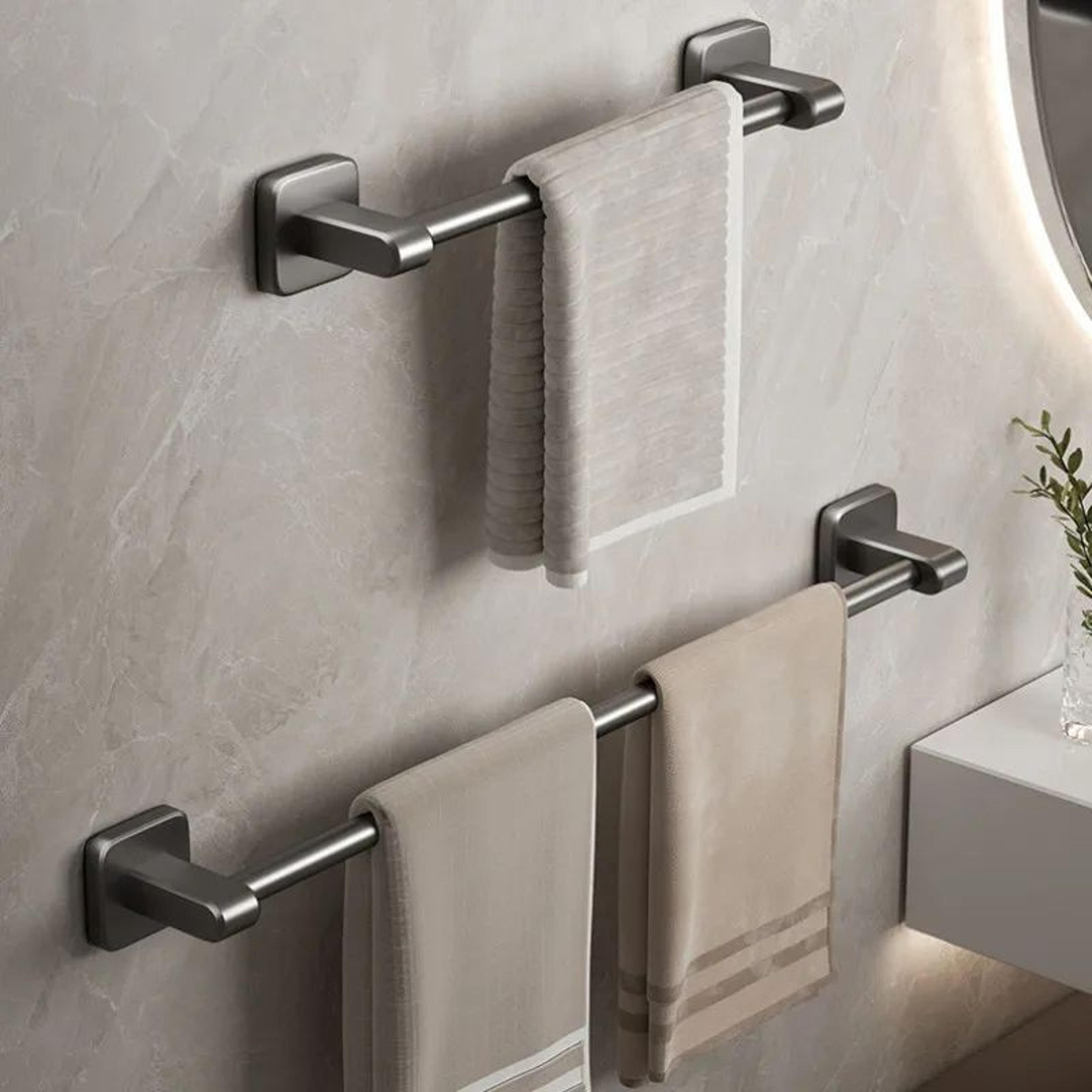 self-adhesive no-drill bathroom towel bar - black or white