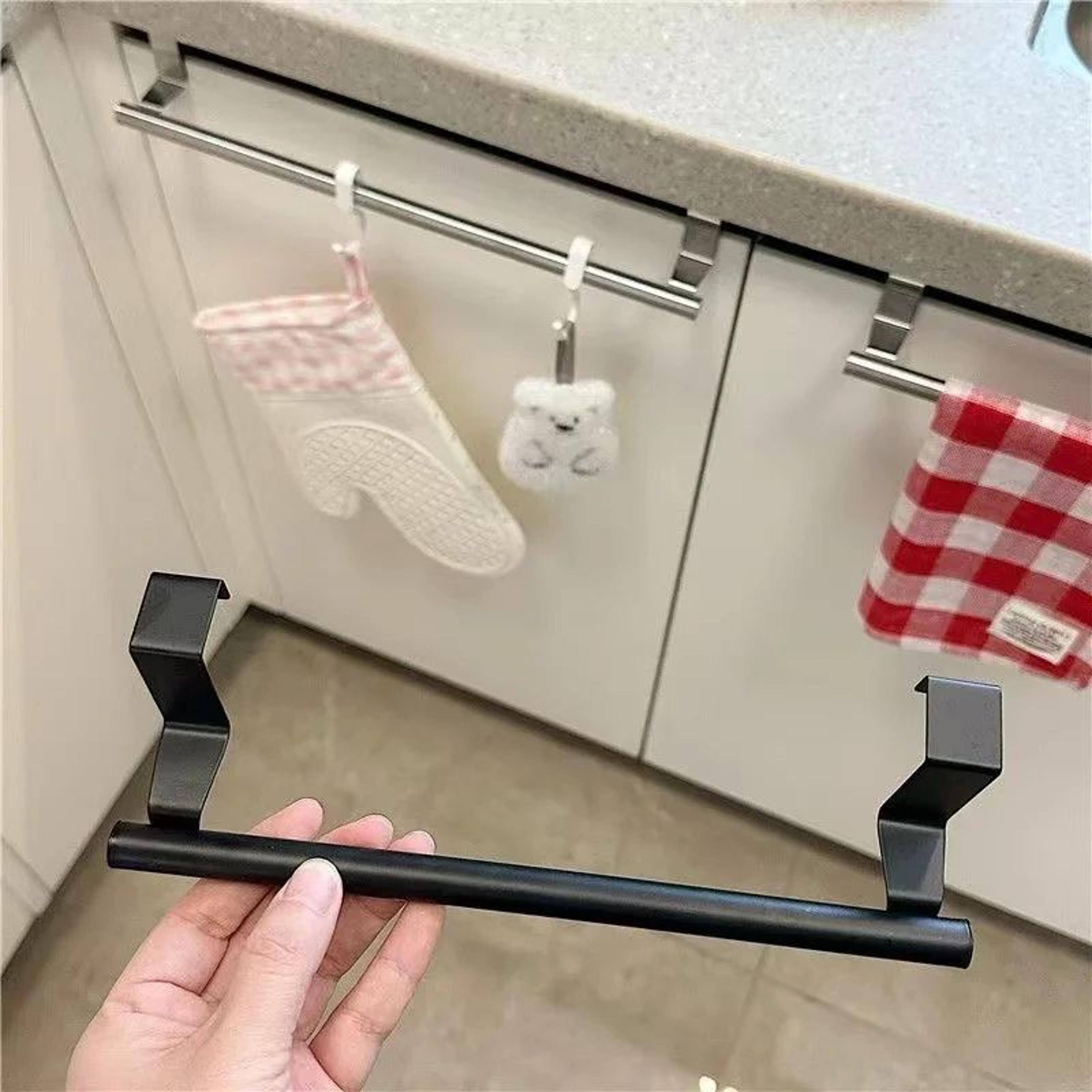 Stainless Steel Over Cabinet Towel Bar No Drill Kitchen And Bathroom Towel Holder 1