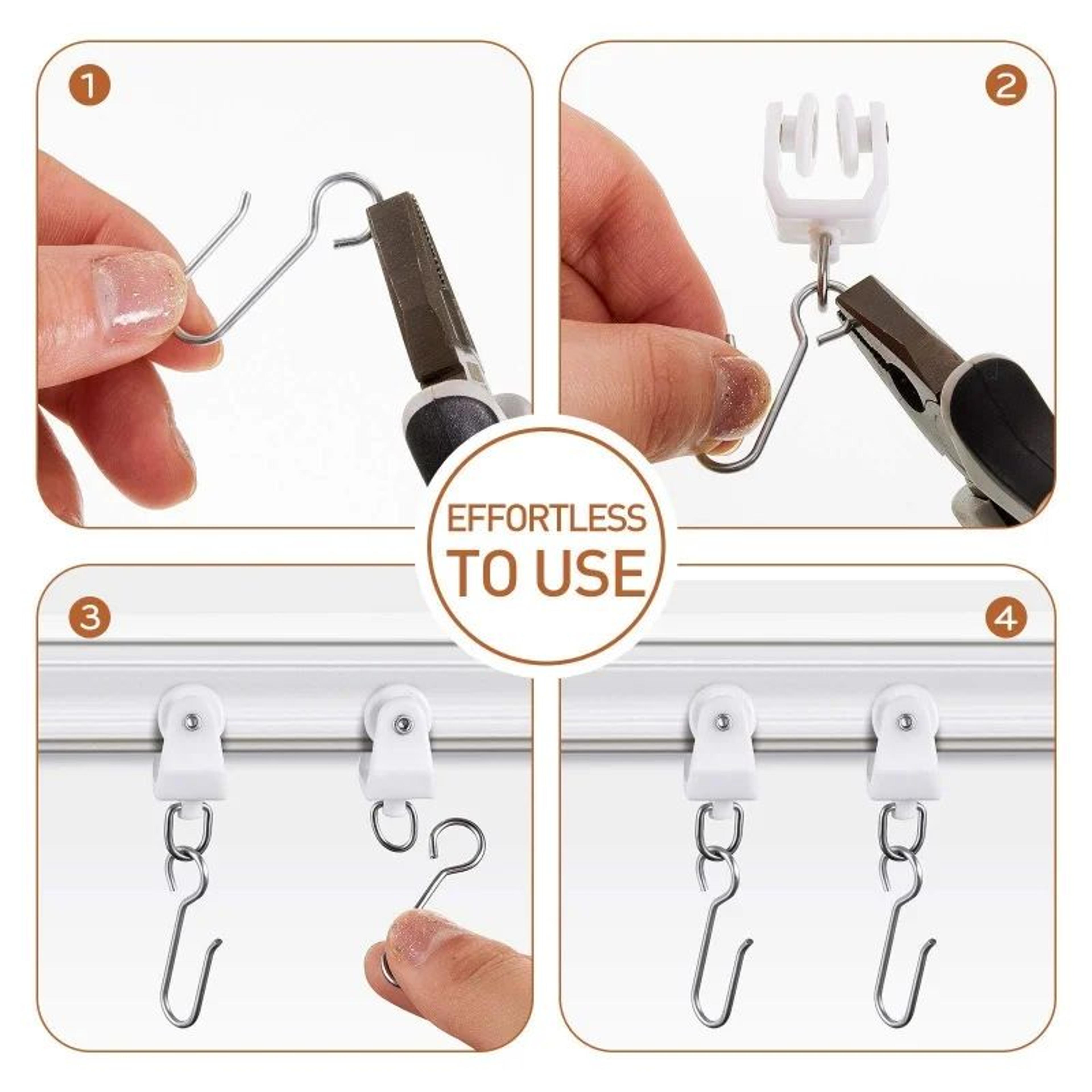 50PCS SShaped Metal Curtain Track Hooks For Ceiling And Wall Curtain Gliders 1