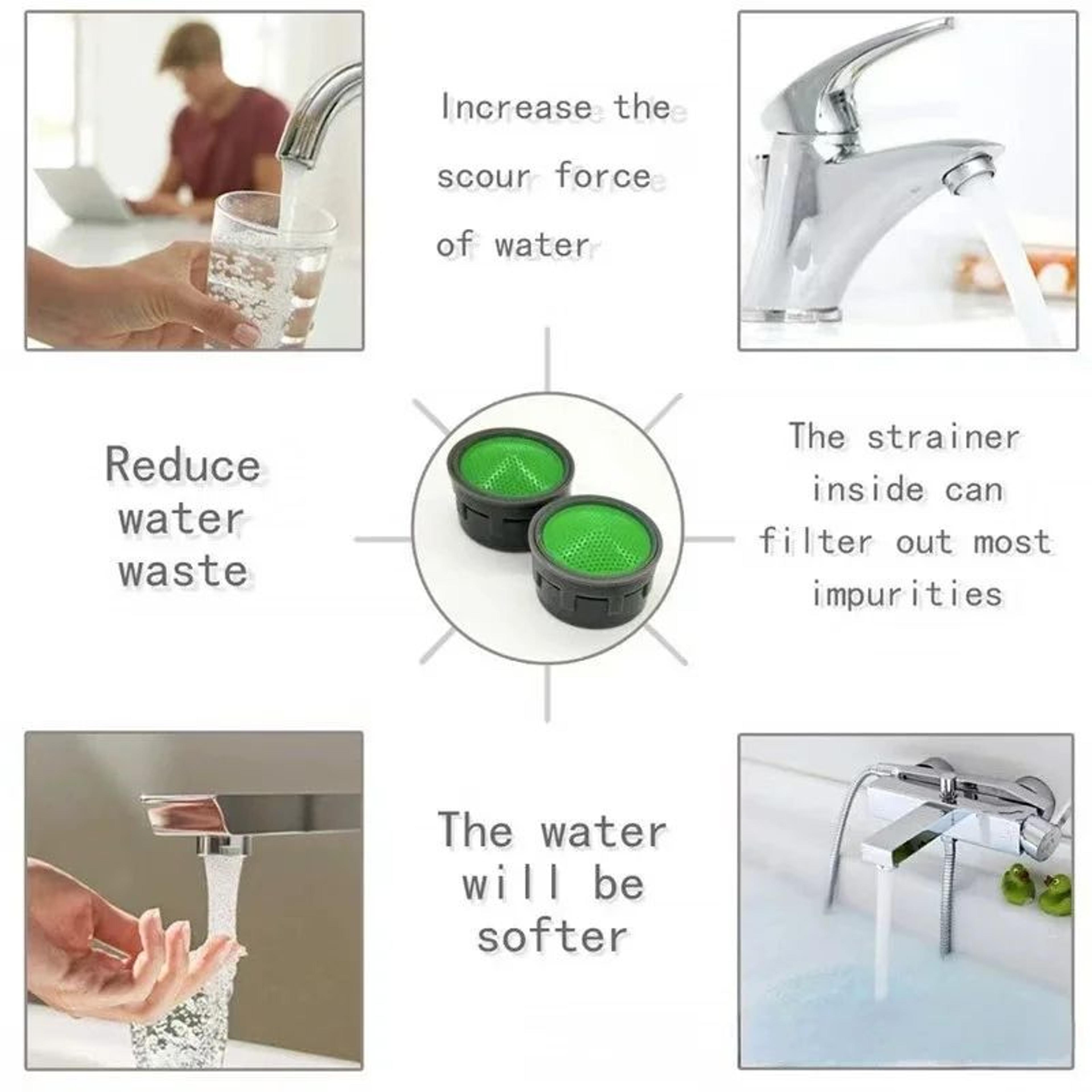 2PCS Chrome Water Saving Faucet Aerator AntiSplash Tap Filter Nozzle 3