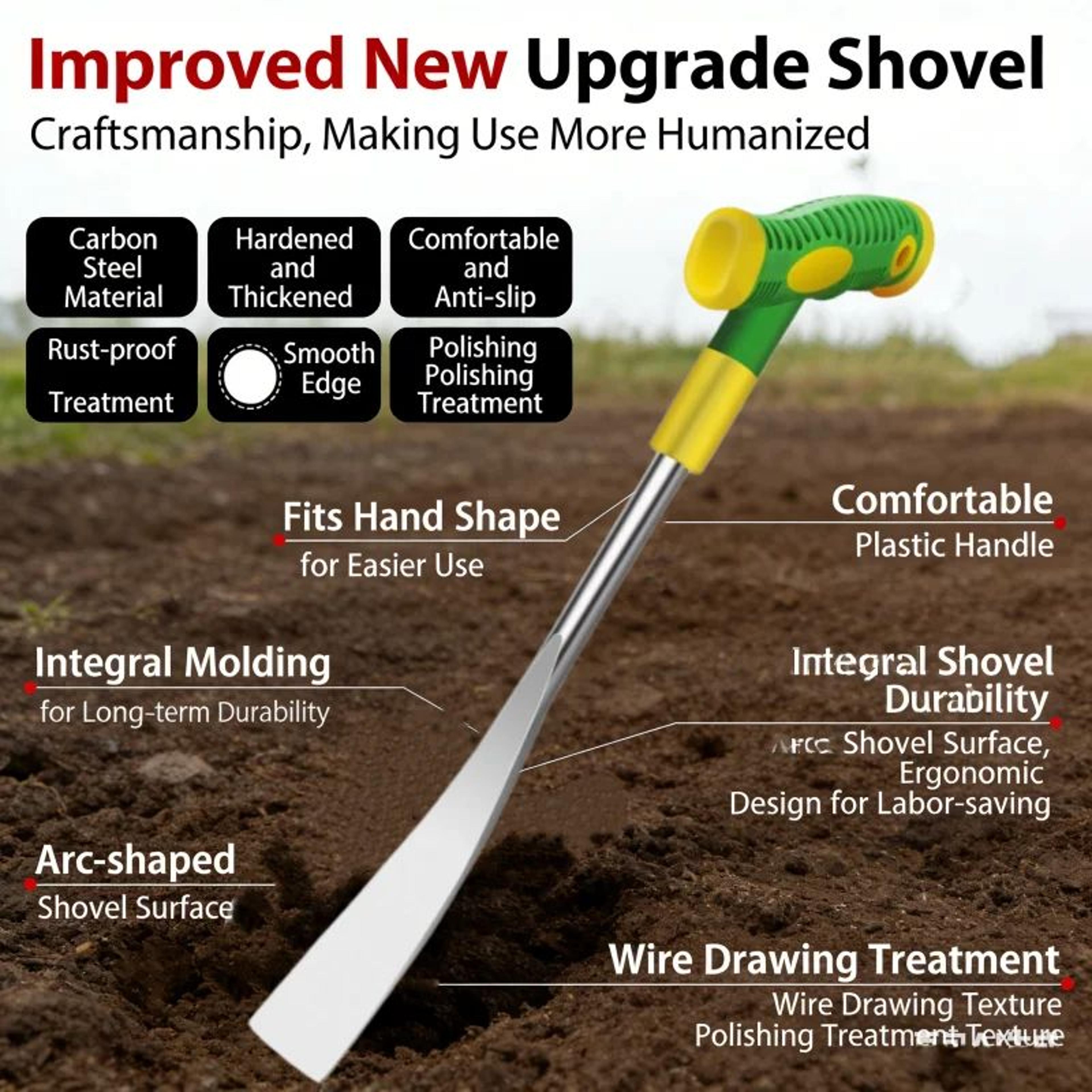 THandle Carbon Steel Garlic Digging Shovel And Garden Weeding Tool 4