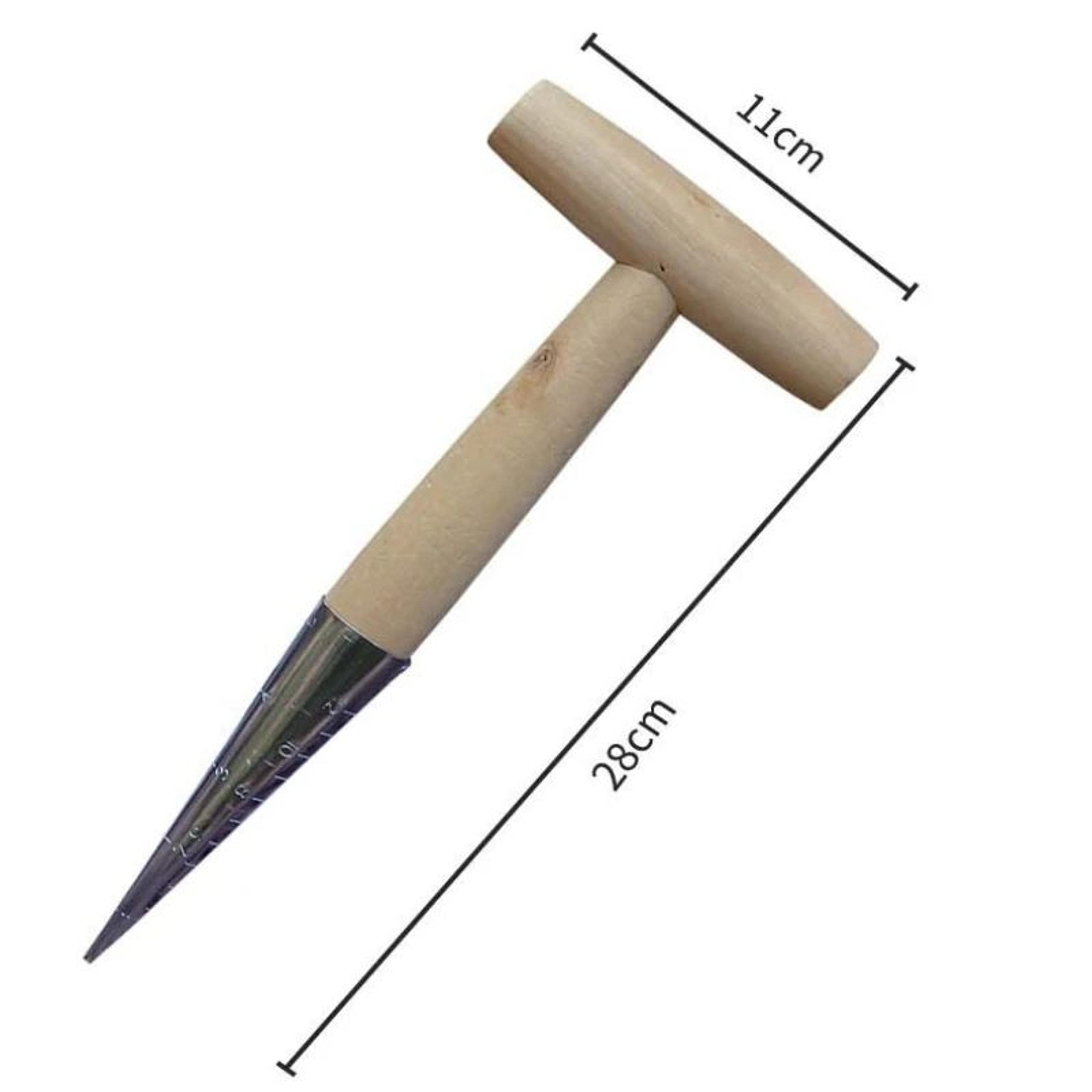 Precision Garden Dibber With Wood Handle And Depth Scale For Seeds Bulbs And Transplanting 5