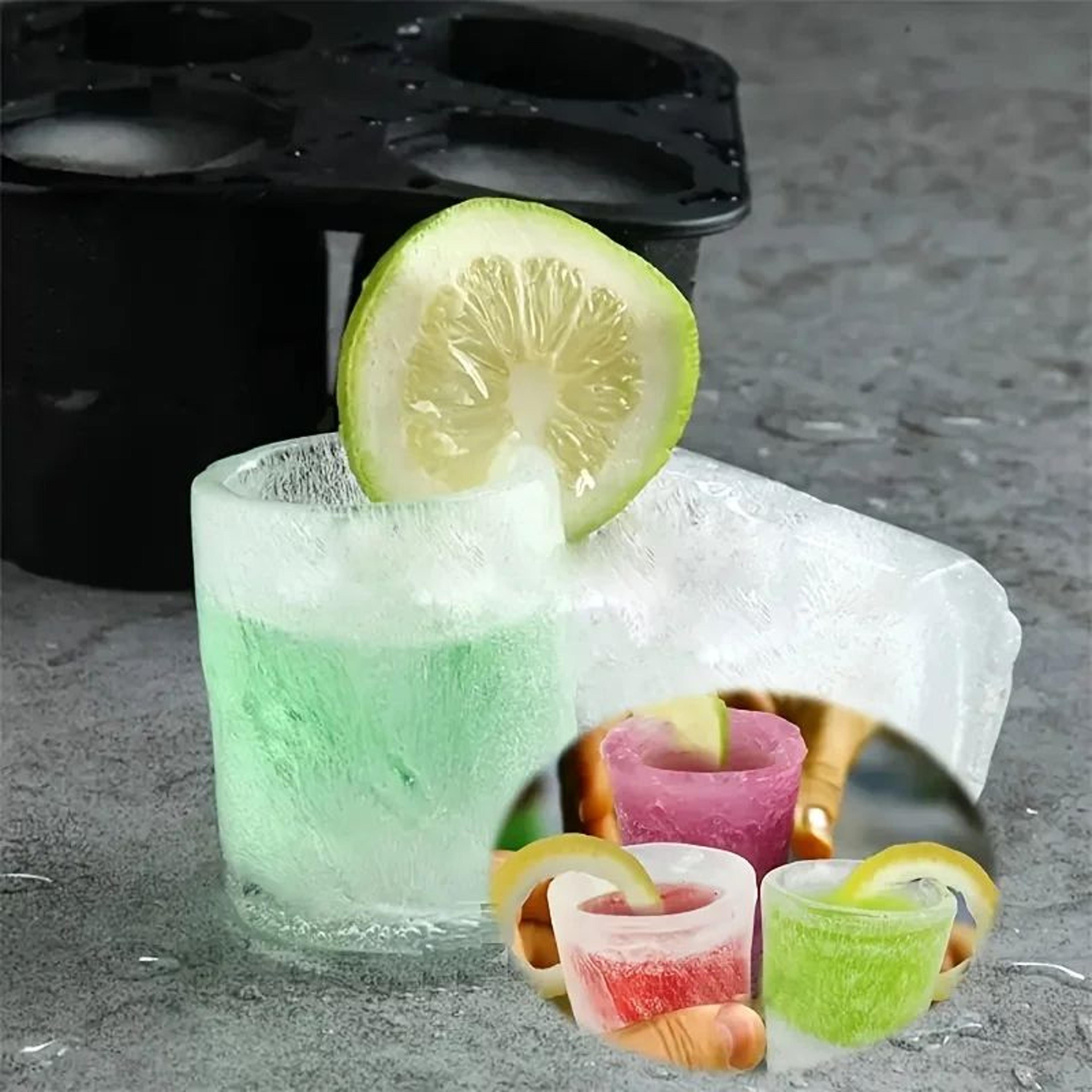 four hole silicone ice cube mold round cup ice maker for whiskey and cocktails