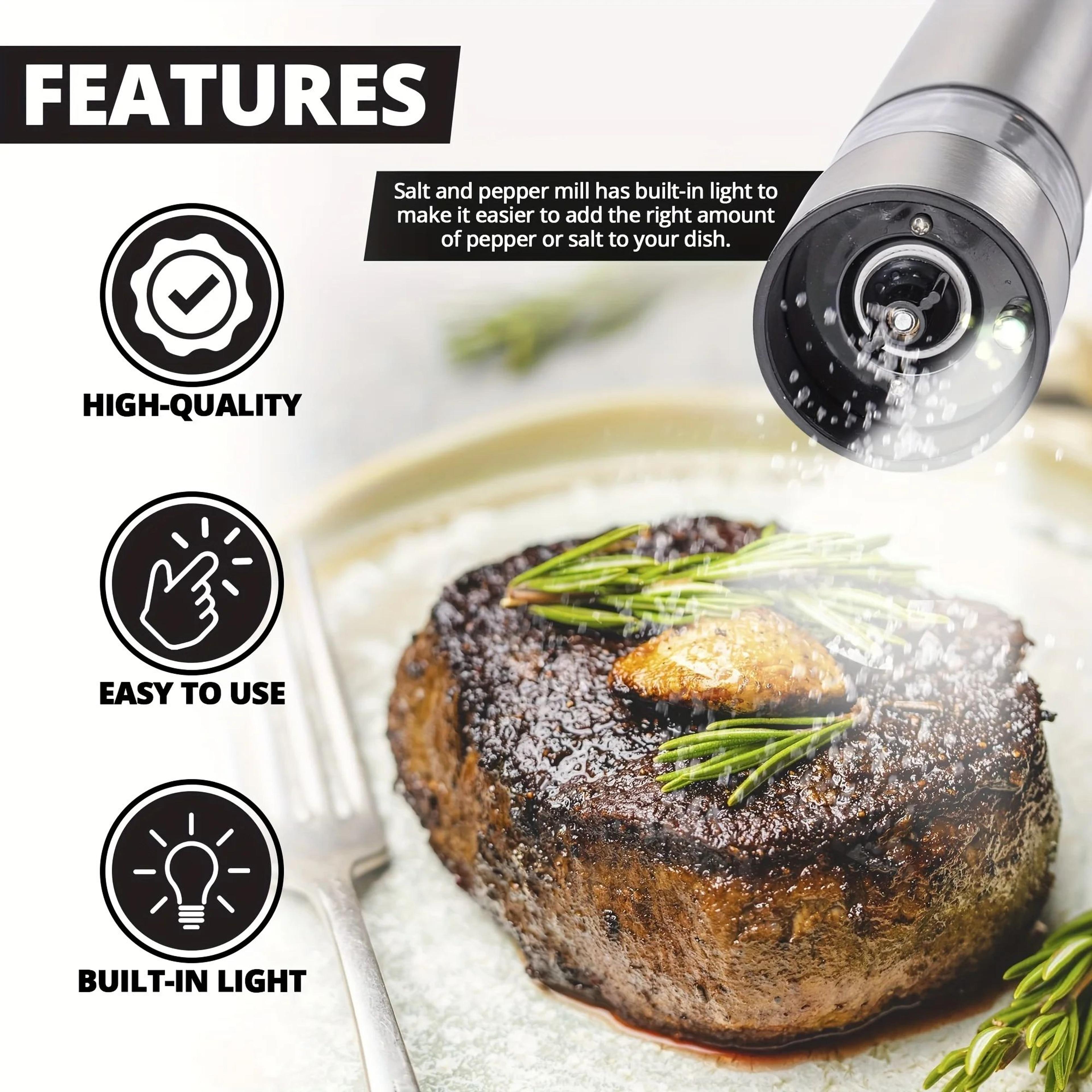 Electric Salt And Pepper Grinder Set With LED Light And Adjustable Coarseness 3