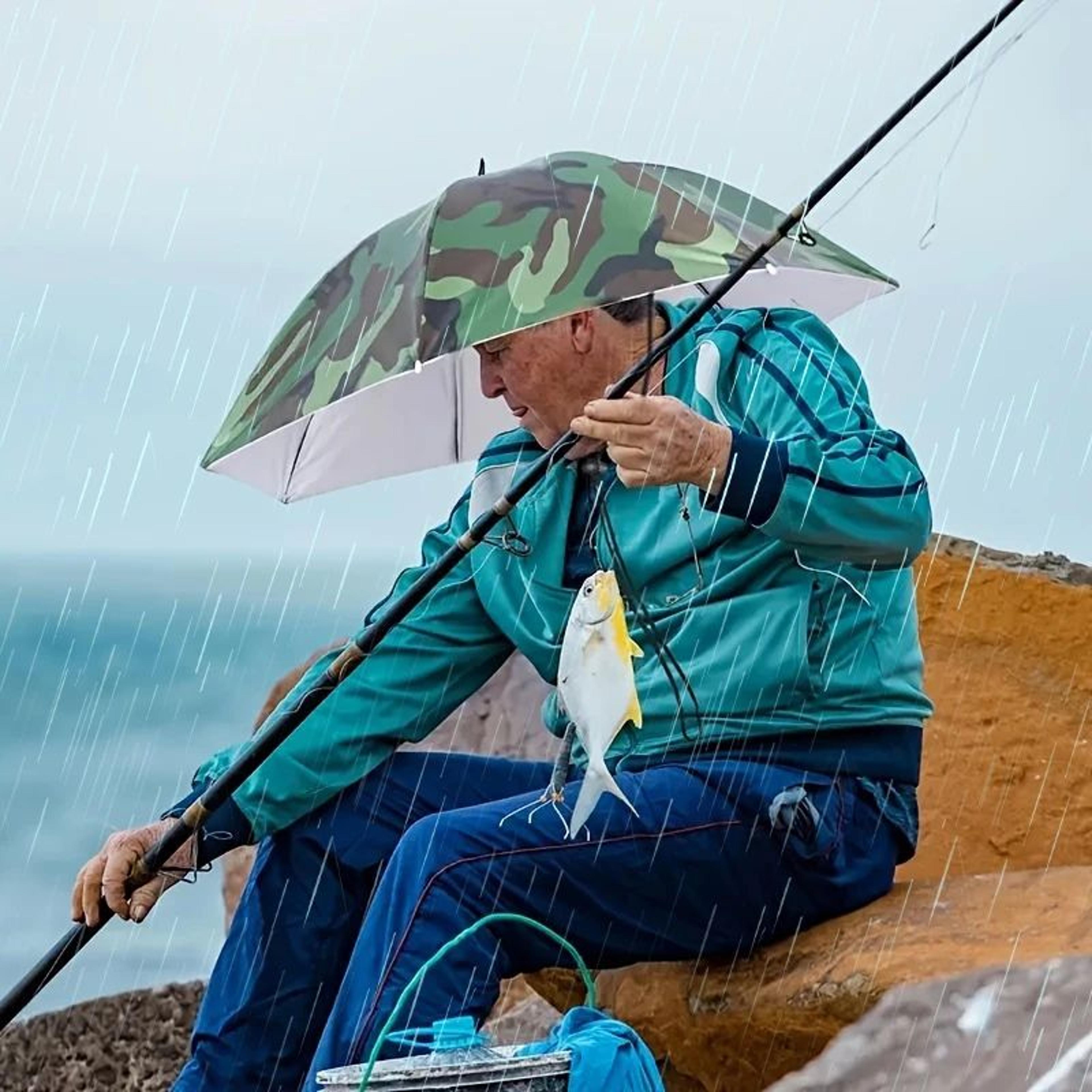 Foldable Waterproof Umbrella Hat 217 Inch HandsFree Fishing Rain Hat 2