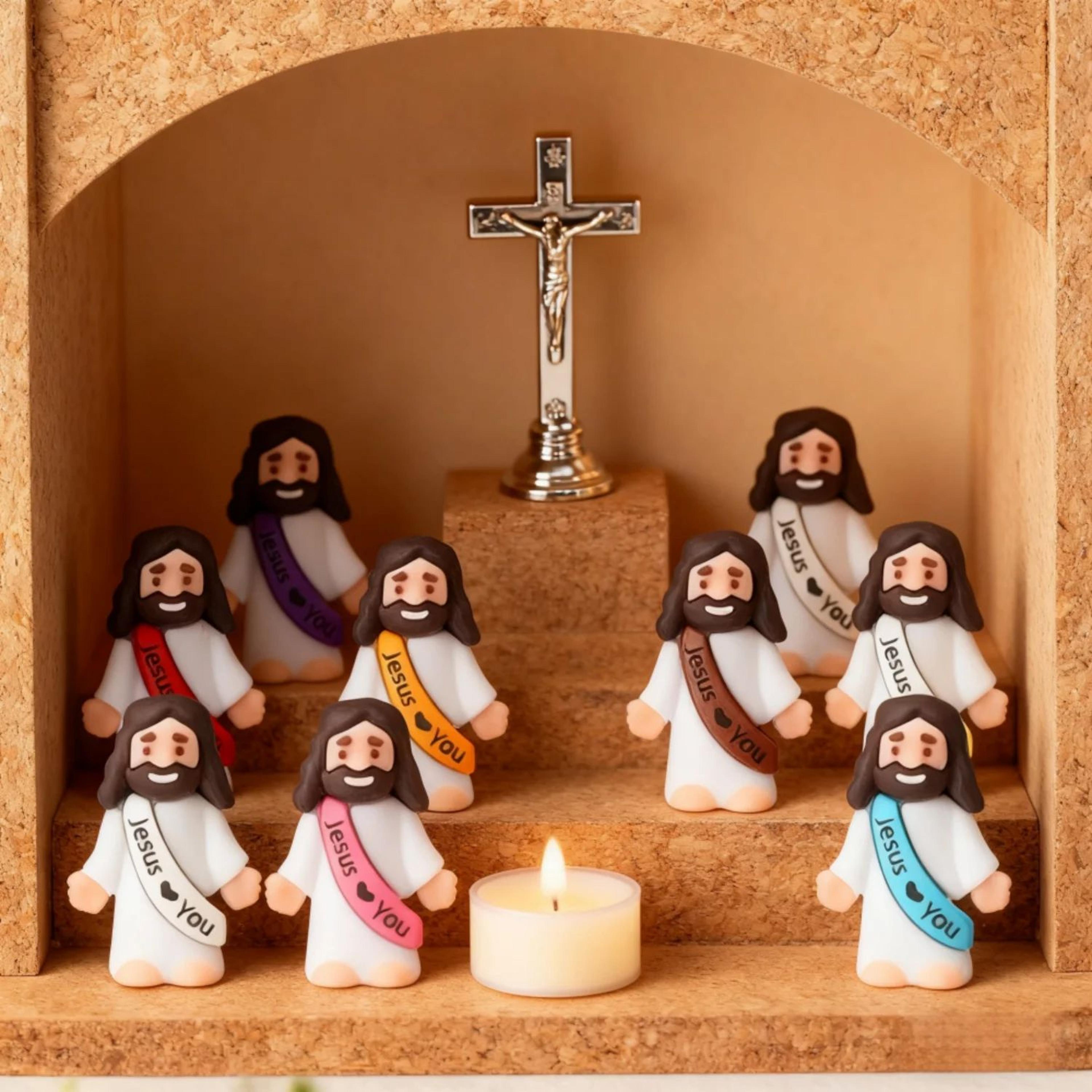 Mini Jesus Figurines Set  Jesus Loves You Christian Gifts And Holiday Decorations 3
