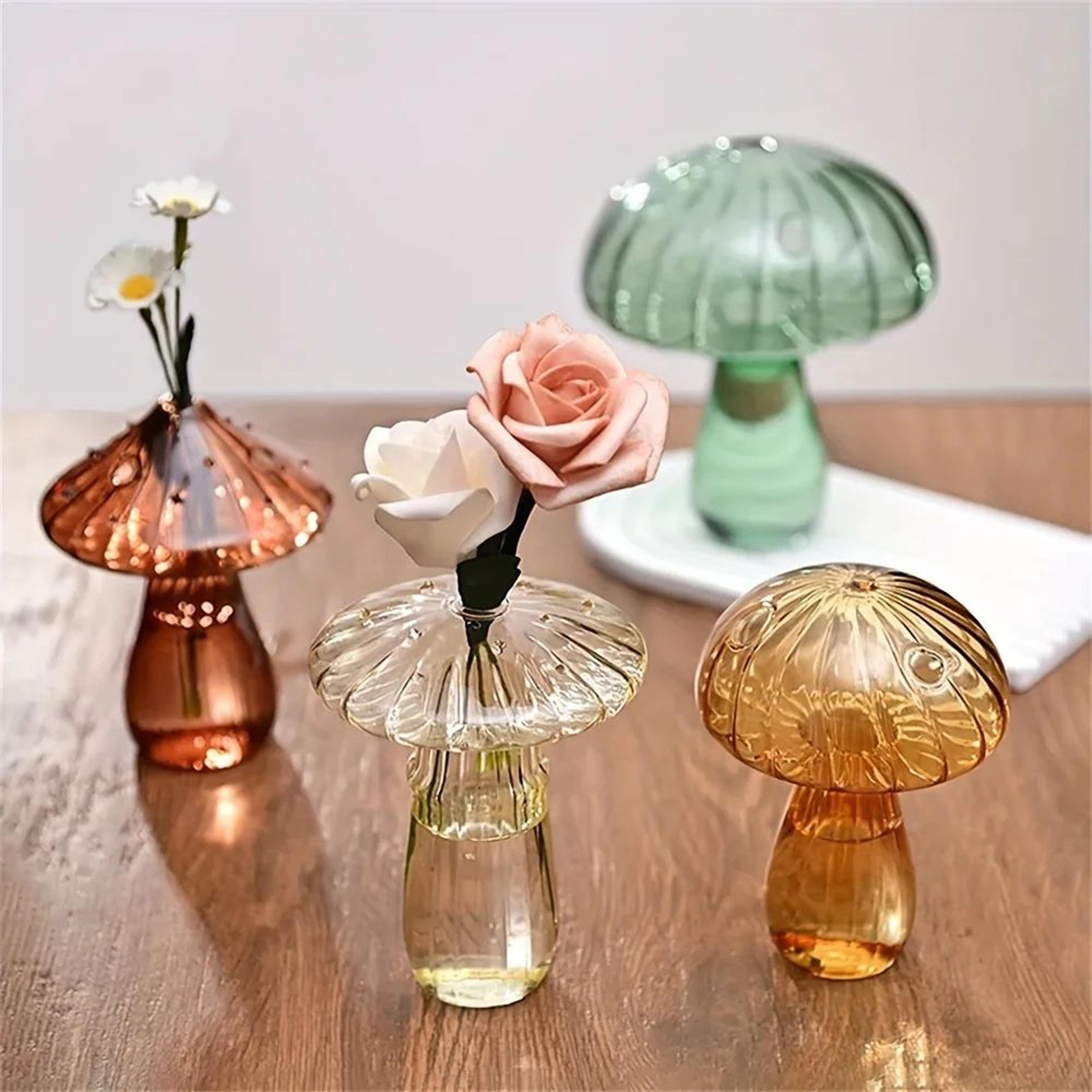 Colorful Glass Mushroom Vase Nordic Hydroponic Flower And Plant Decor 2