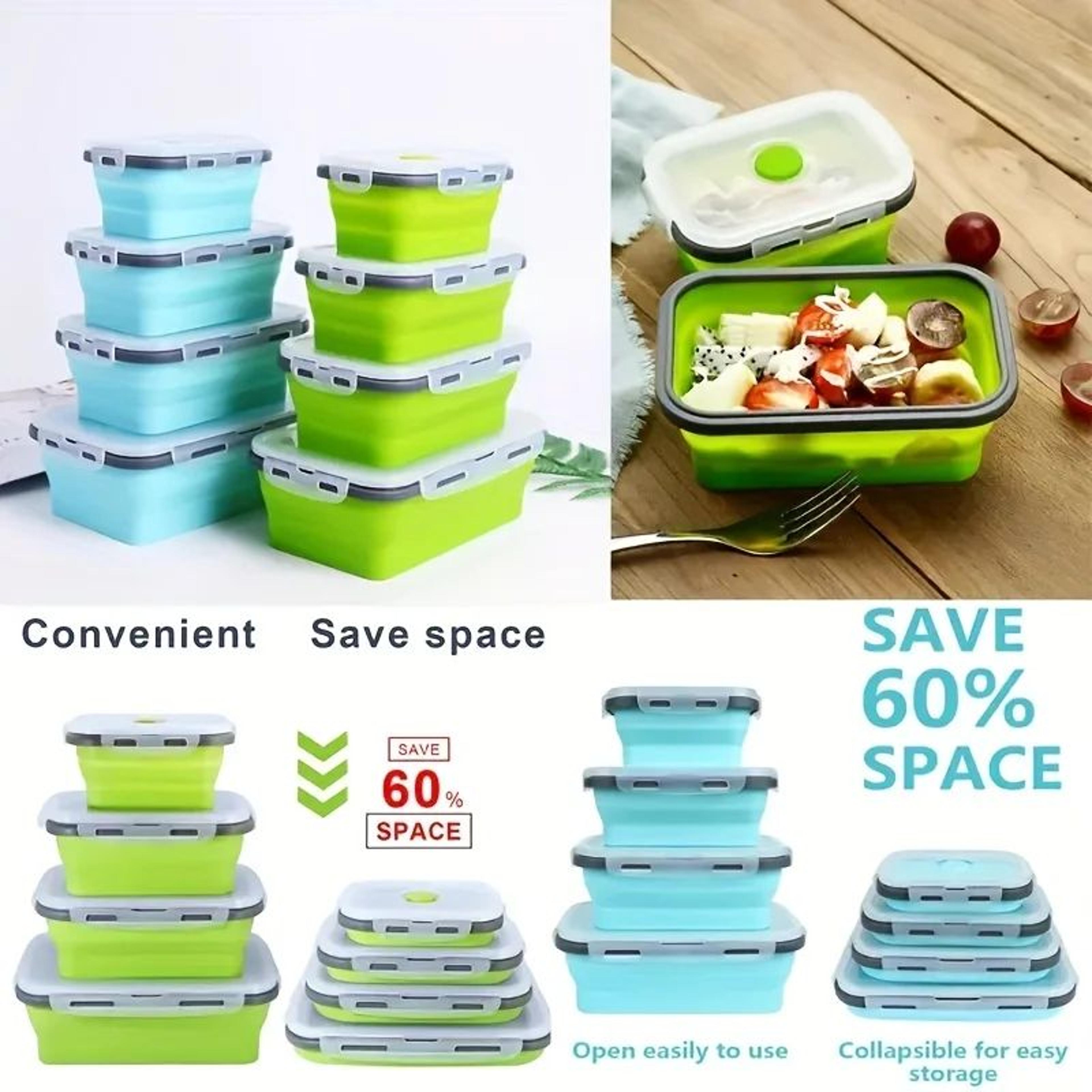 Collapsible Silicone Food Storage Container  Stackable Microwaveable Lunch Box 5