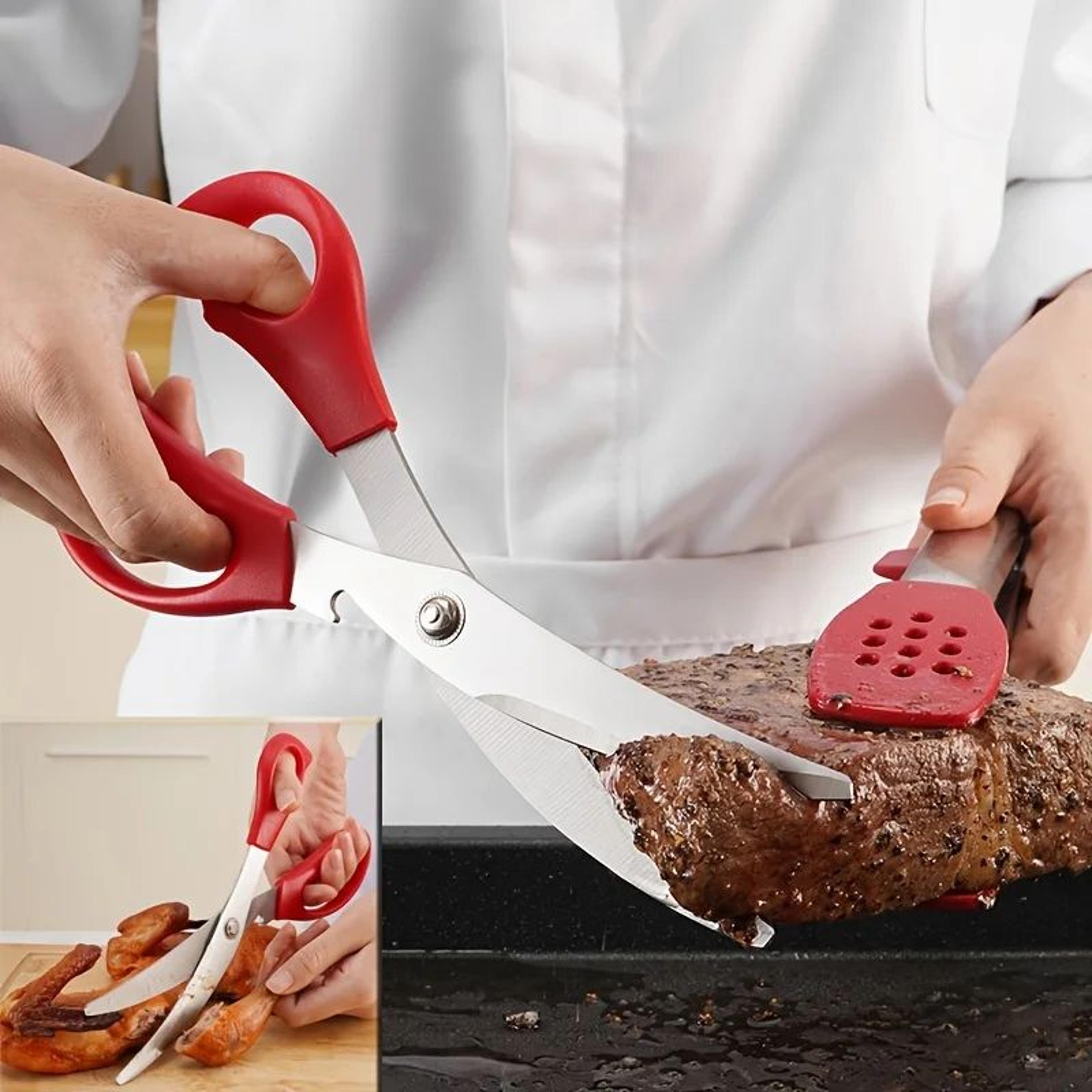 Stainless Steel BBQ Grill Scissors Heavy Duty Kitchen Shears For Meat And Vegetables 3