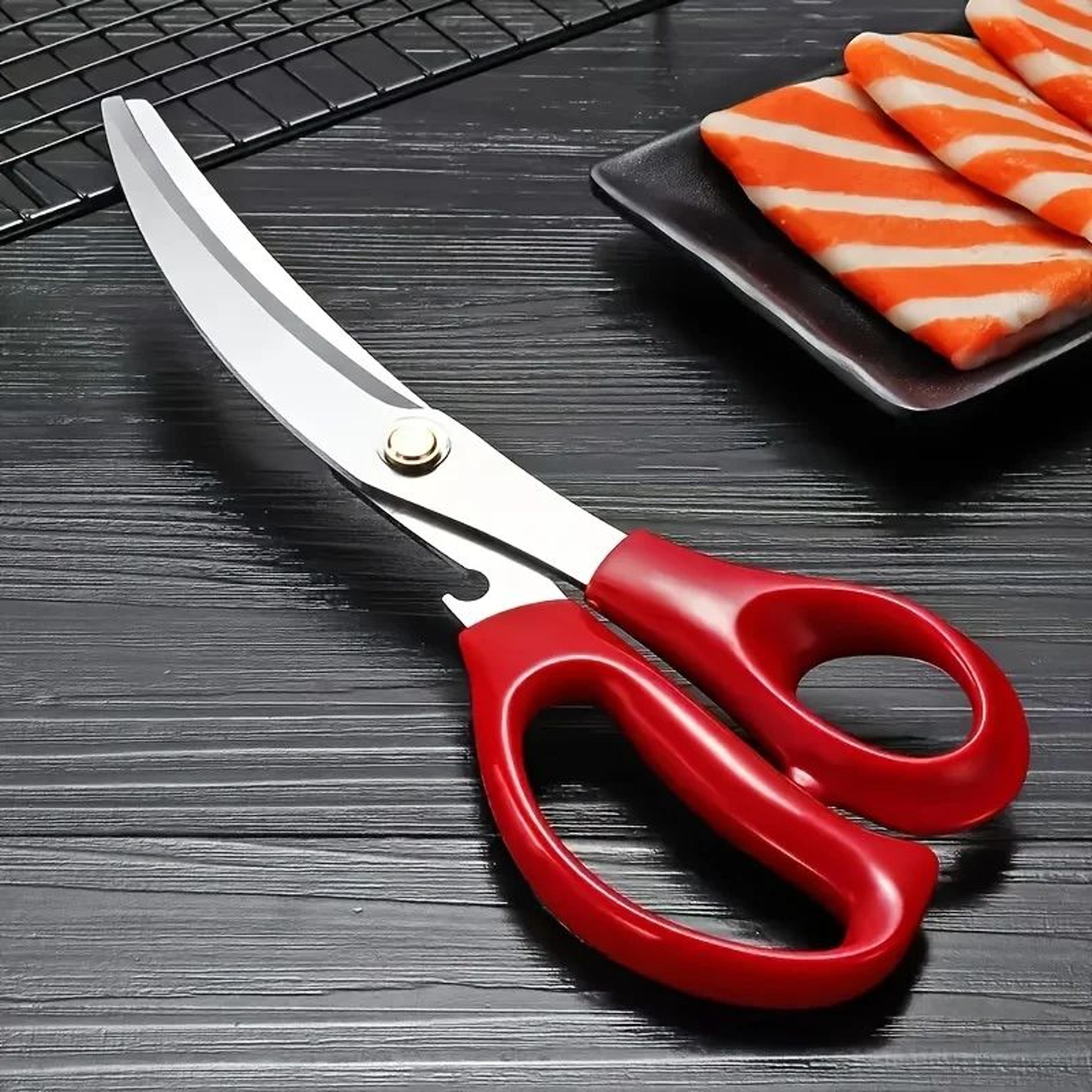 Stainless Steel BBQ Grill Scissors Heavy Duty Kitchen Shears For Meat And Vegetables 4