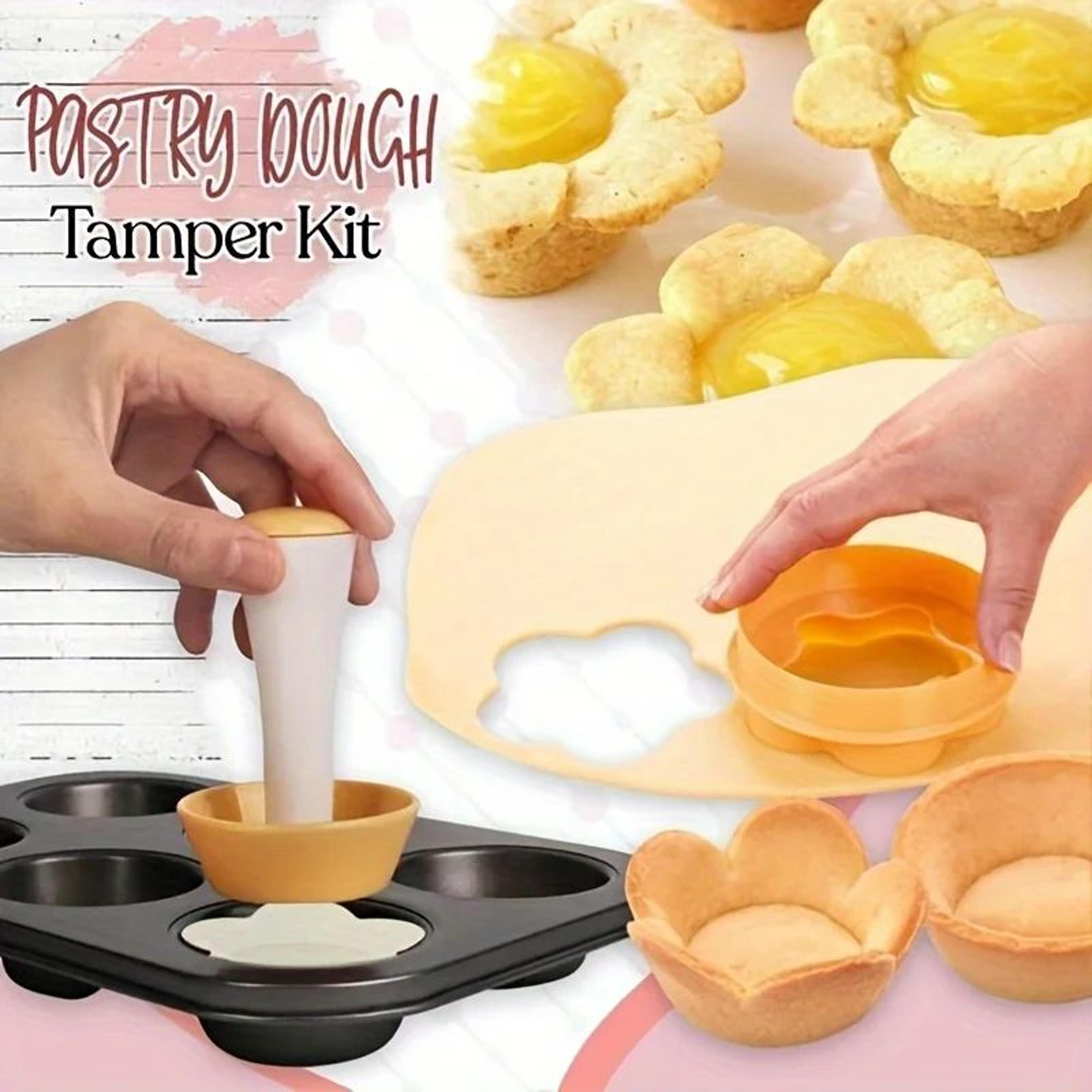 Flower Pastry Cutter And Dough Tamper Set For Tarts Pies And Cookies 4