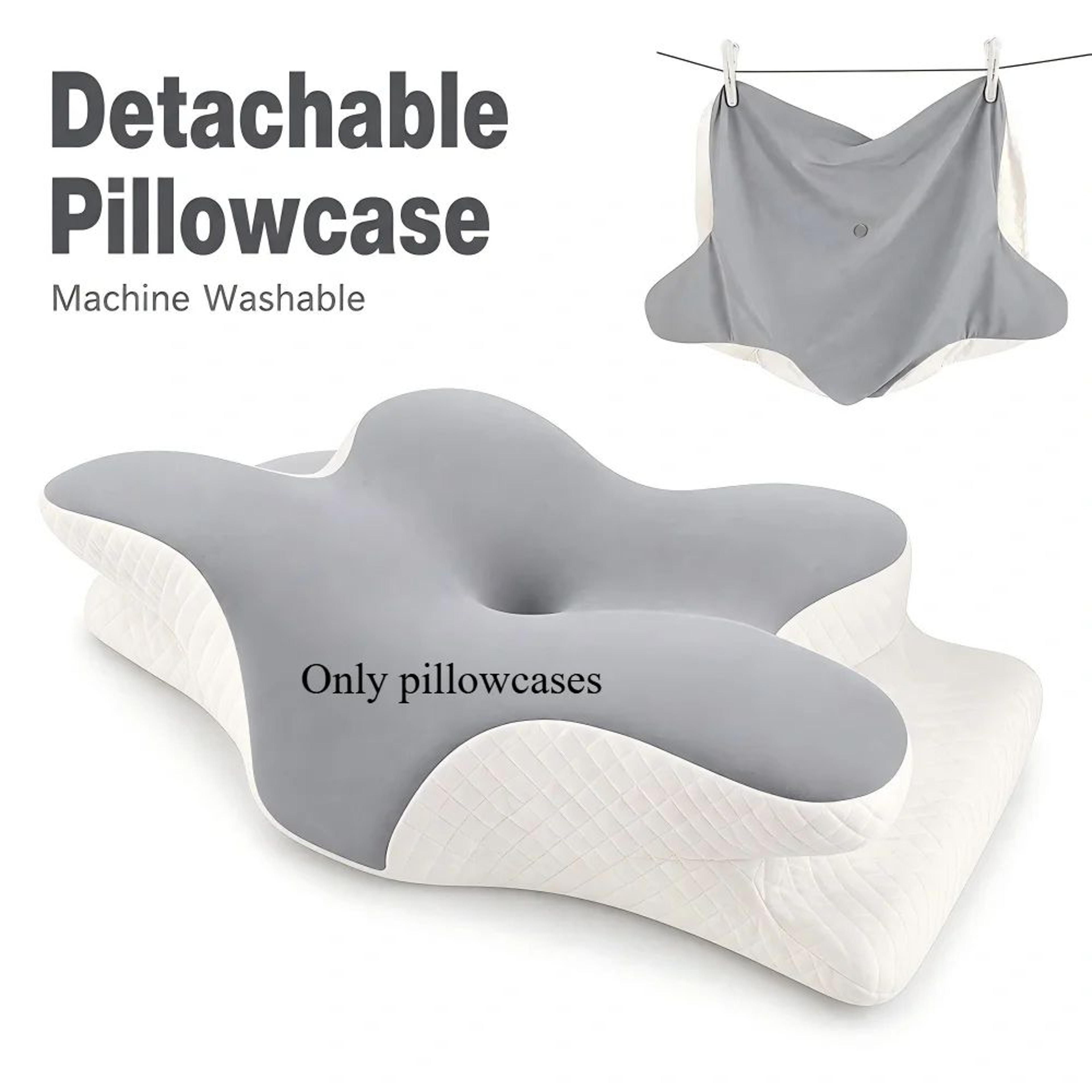 Ergonomic Memory Foam Pillowcase  Breathable Gray Zippered Replacement Cover 0