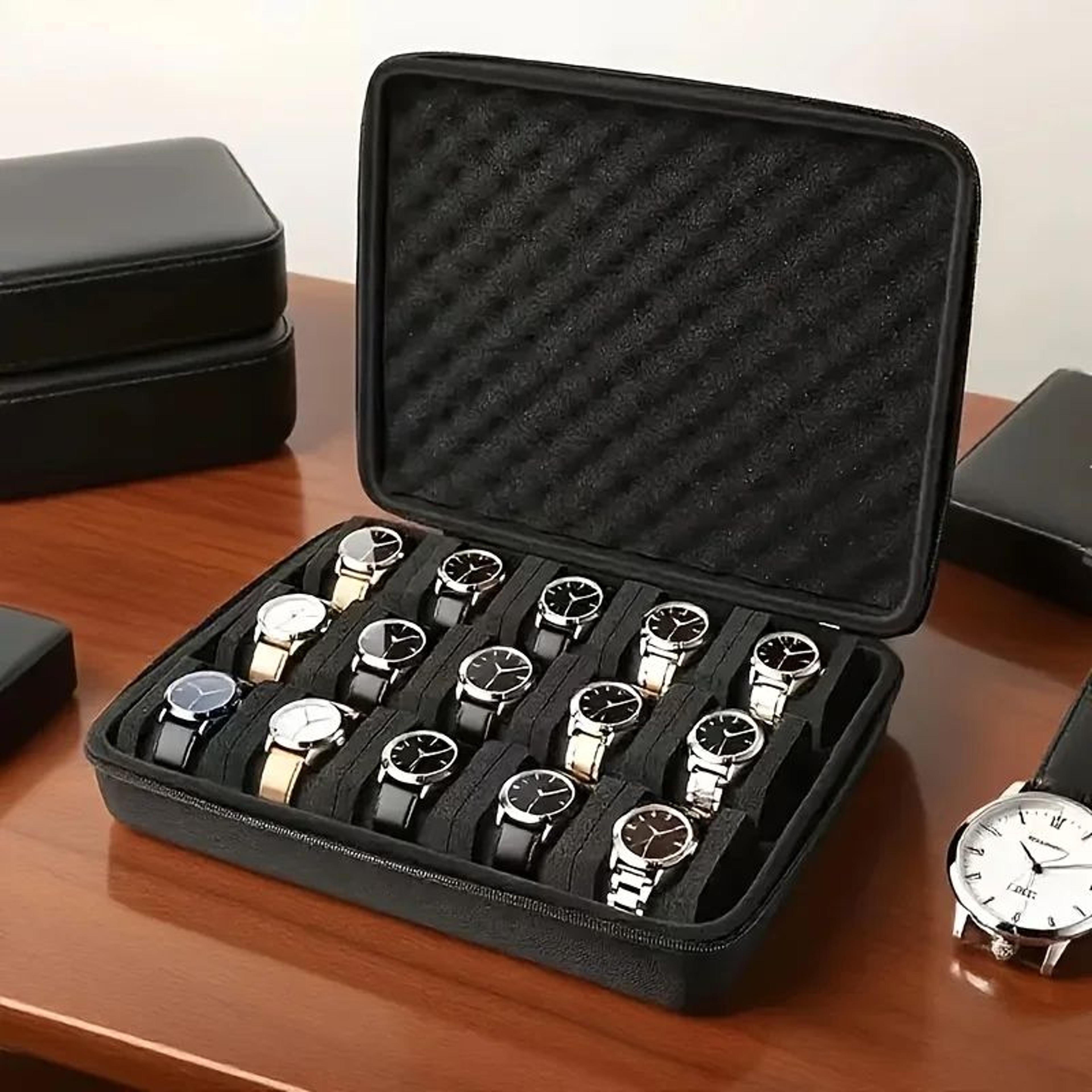 15Slot Portable Watch Storage Box And Jewelry Organizer Display Case 5