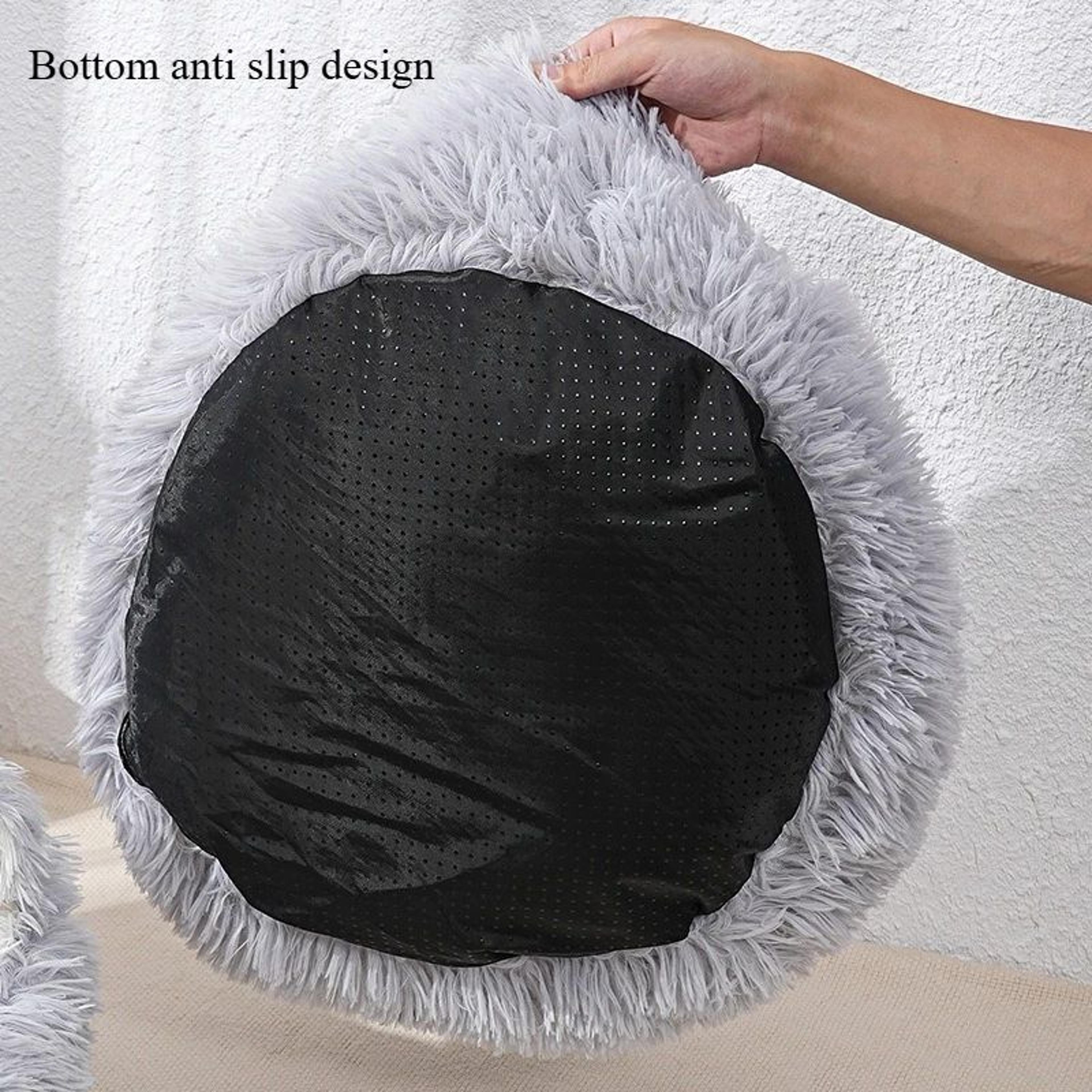 Striped Plush Round Pet Bed  Warm Cozy Nest For Cats And Dogs 4