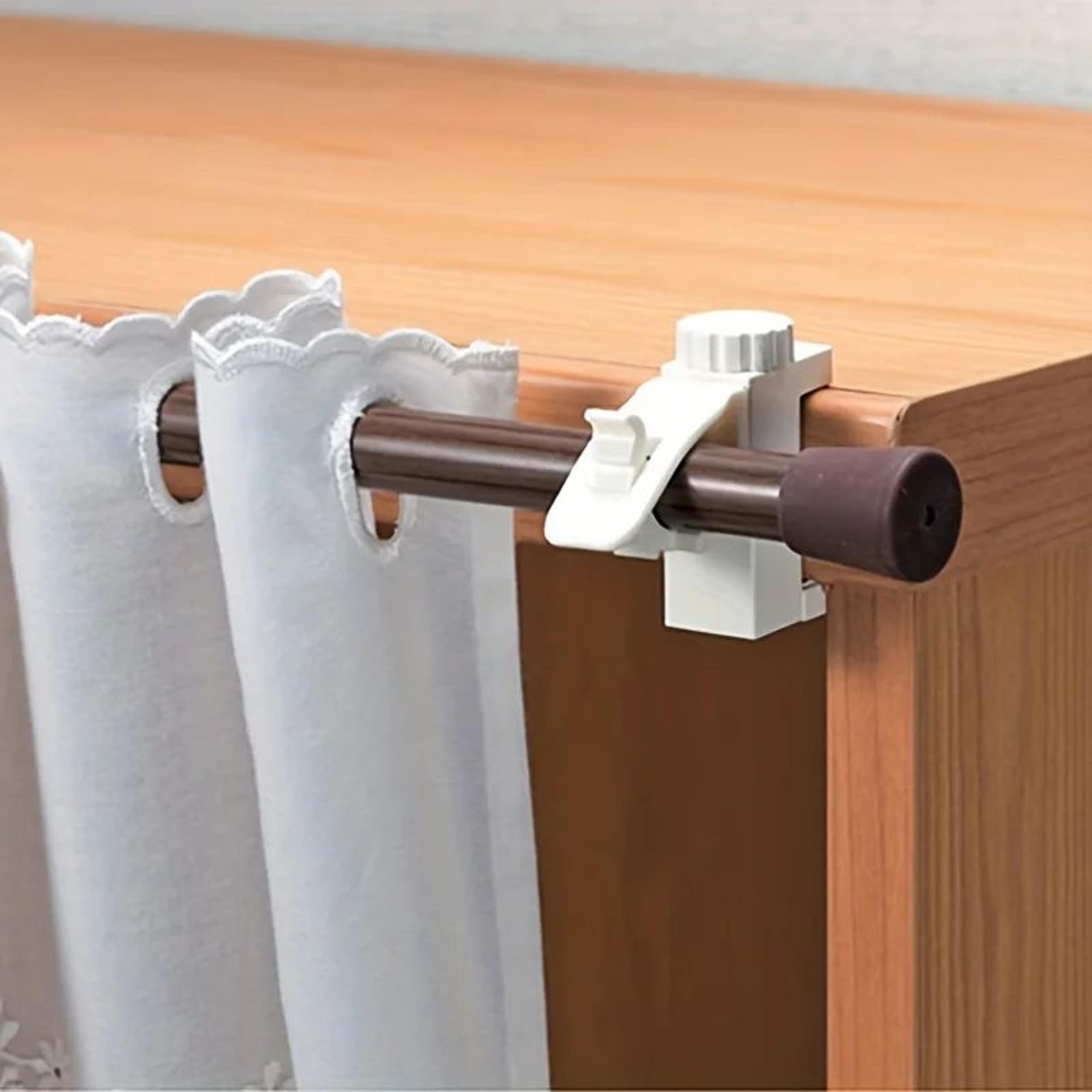 2pcs space-saving no drill curtain rod brackets wall mount holders