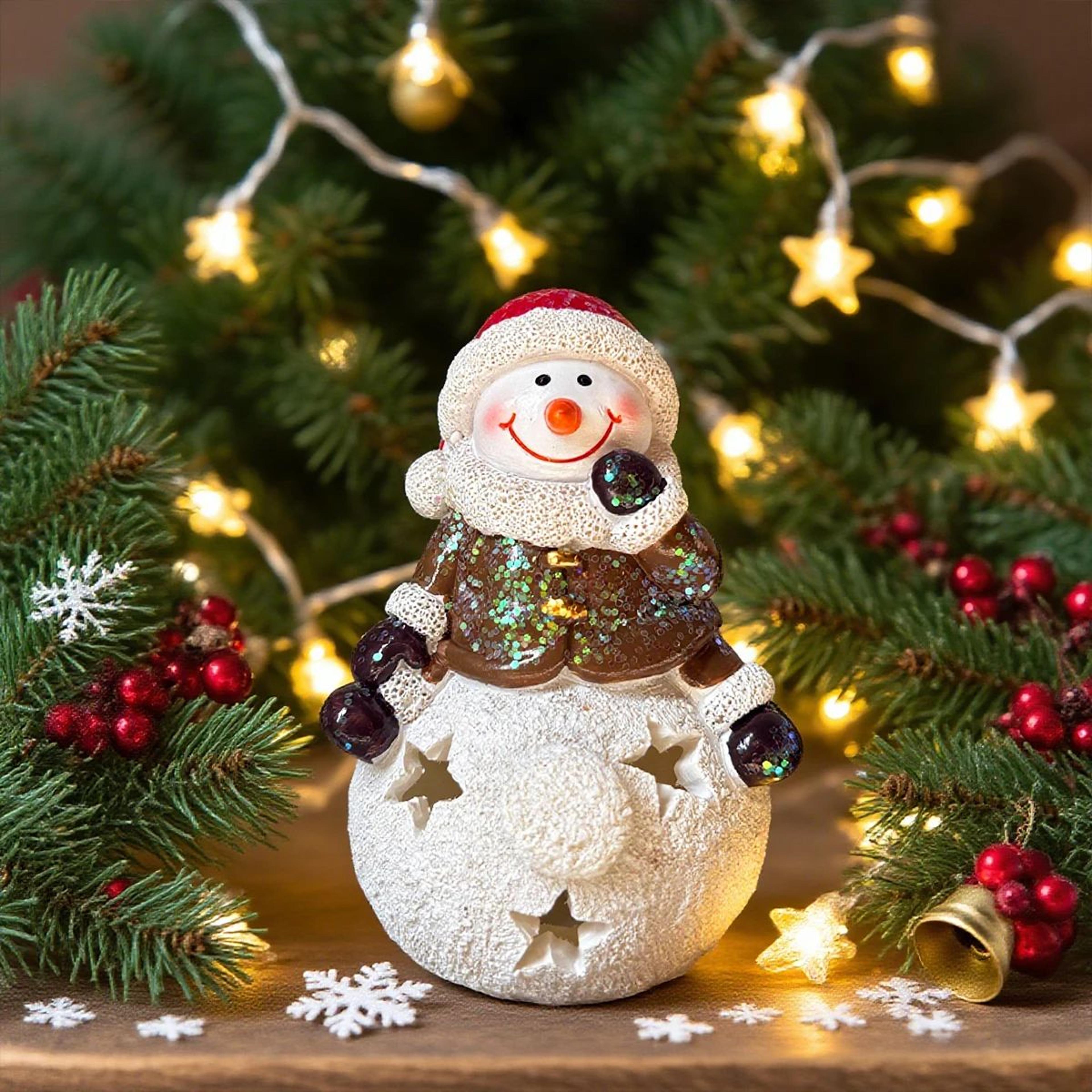Cute Snowman Christmas Table Decoration With LightUp Scene Holiday Ornament 2