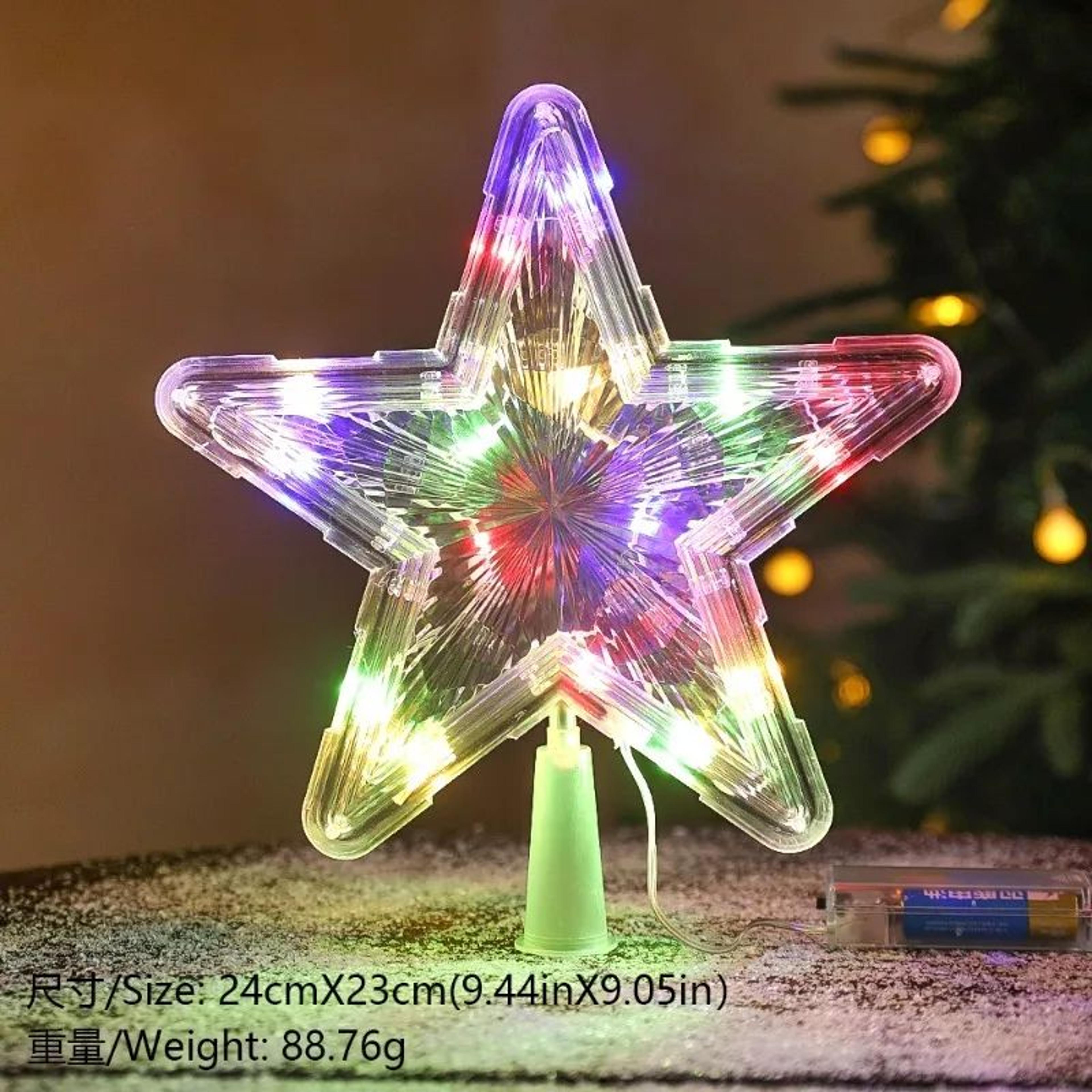 15cm Warm White LED Christmas Tree Star Topper Light 15
