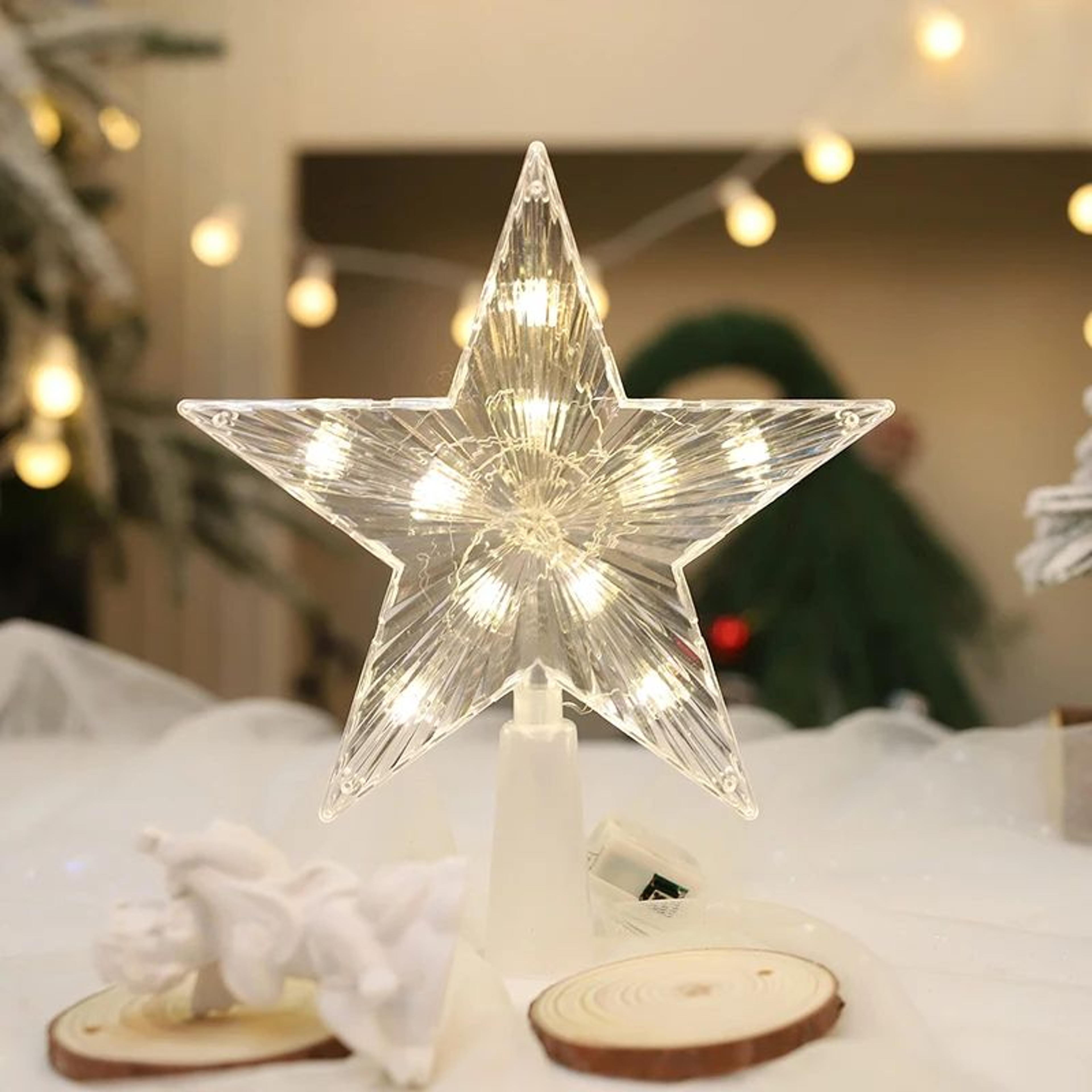 15cm Warm White LED Christmas Tree Star Topper Light 22