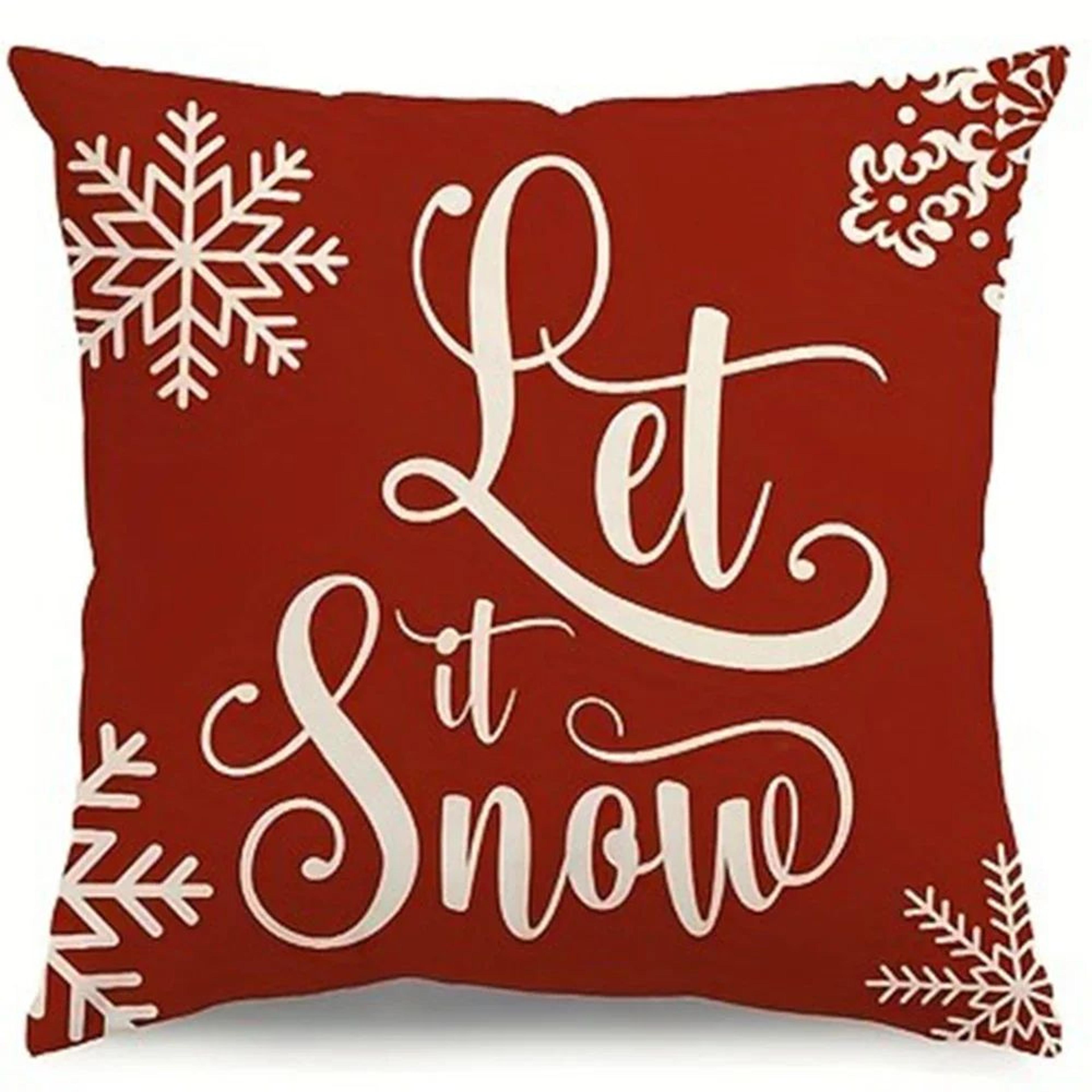 Red Snowflake Christmas Tree Pillow Cover  Festive Holiday Cushion Decor 6