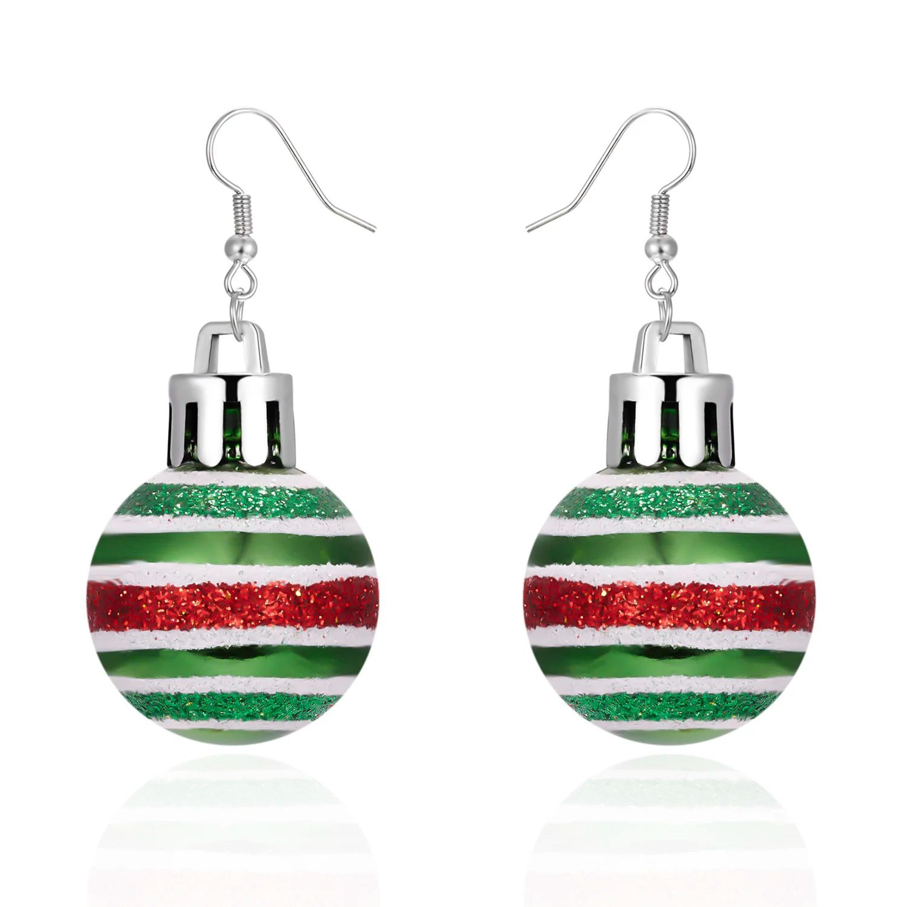 Christmas Snowflake Star Ball Bulb Dangle Earrings For Women 11
