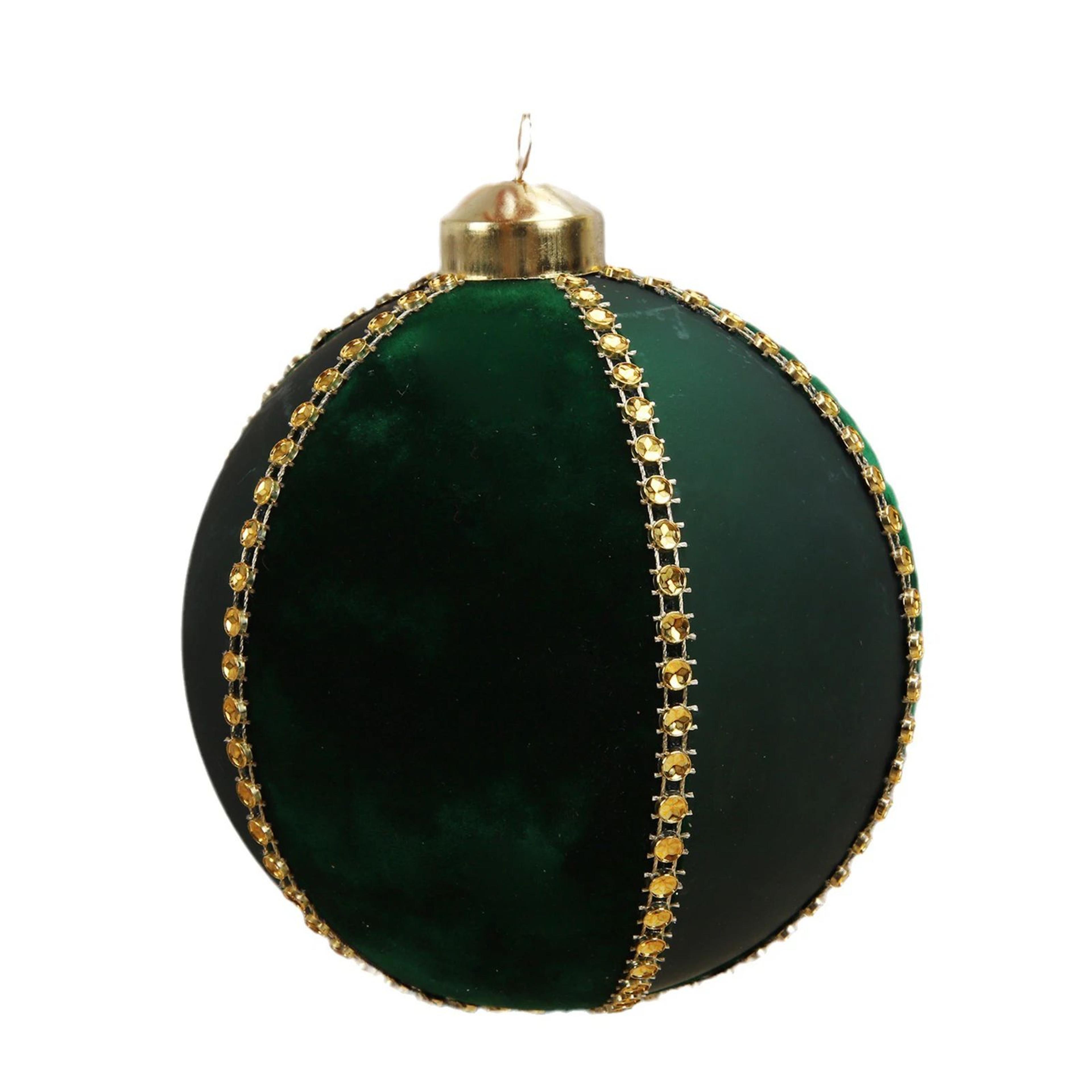 8cm Flocked Glass Christmas Ball Ornament With Rhinestone Accents 7