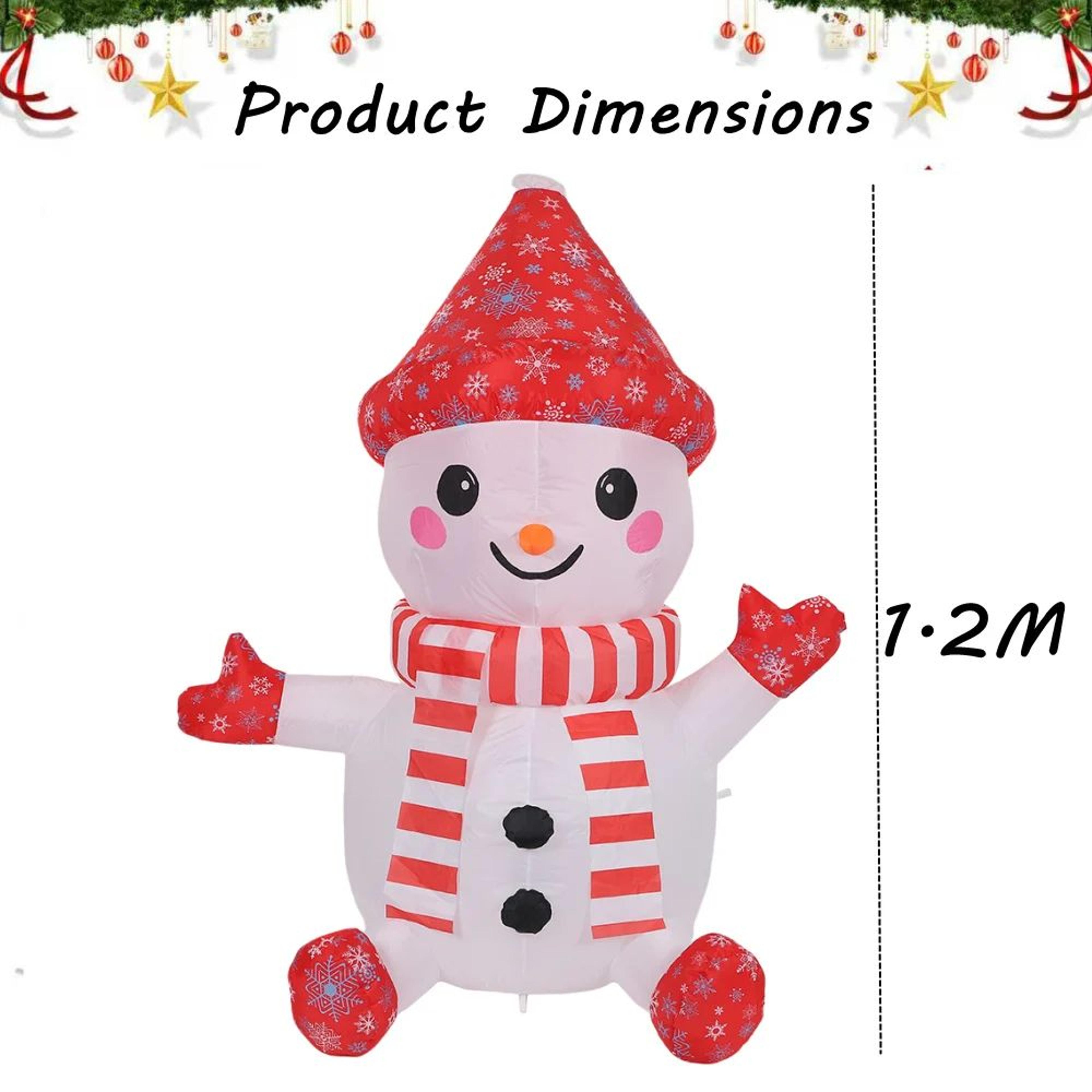 4 Ft Sitting Inflatable Snowman With LED Lights Outdoor Christmas Yard Decoration 1