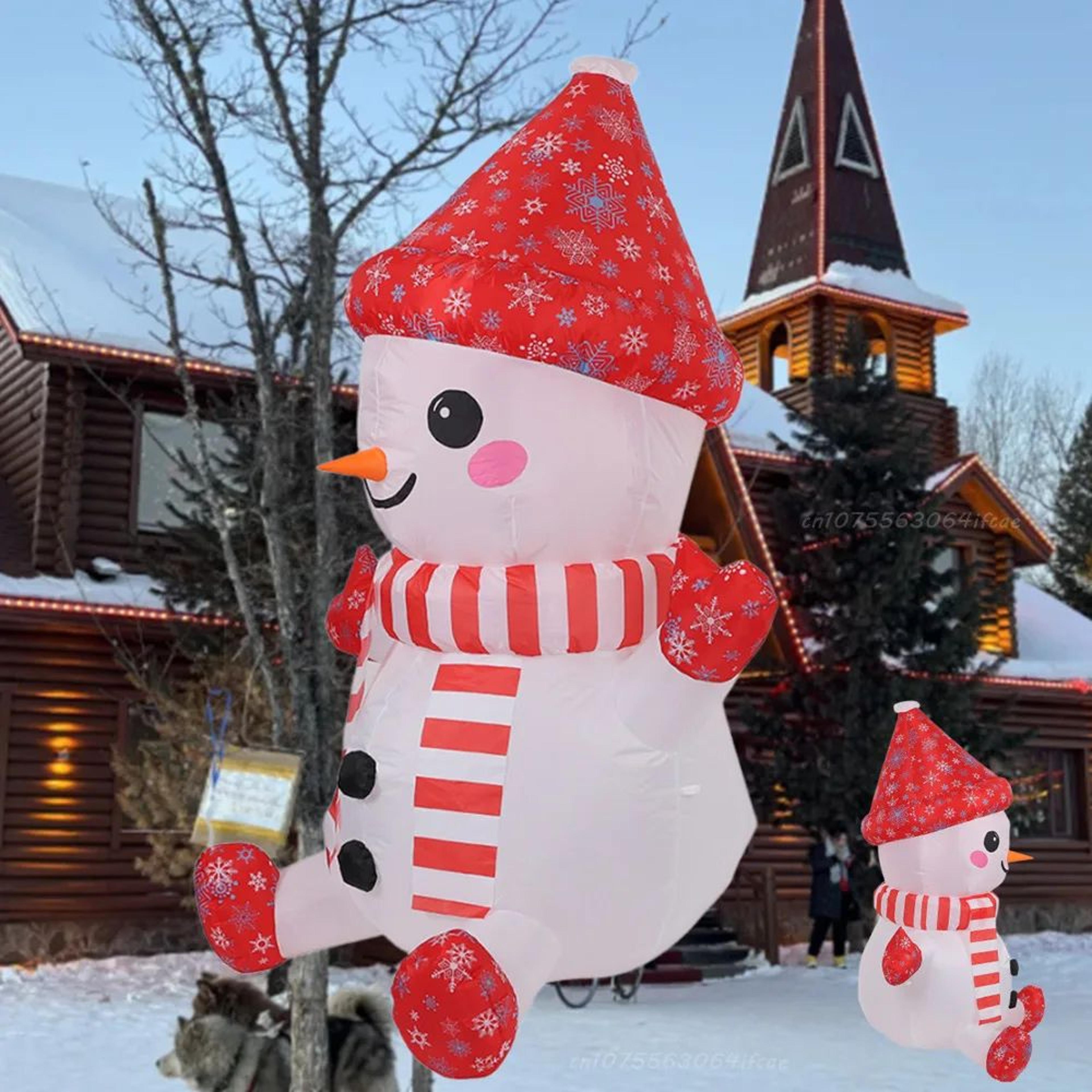 4 Ft Sitting Inflatable Snowman With LED Lights Outdoor Christmas Yard Decoration 5