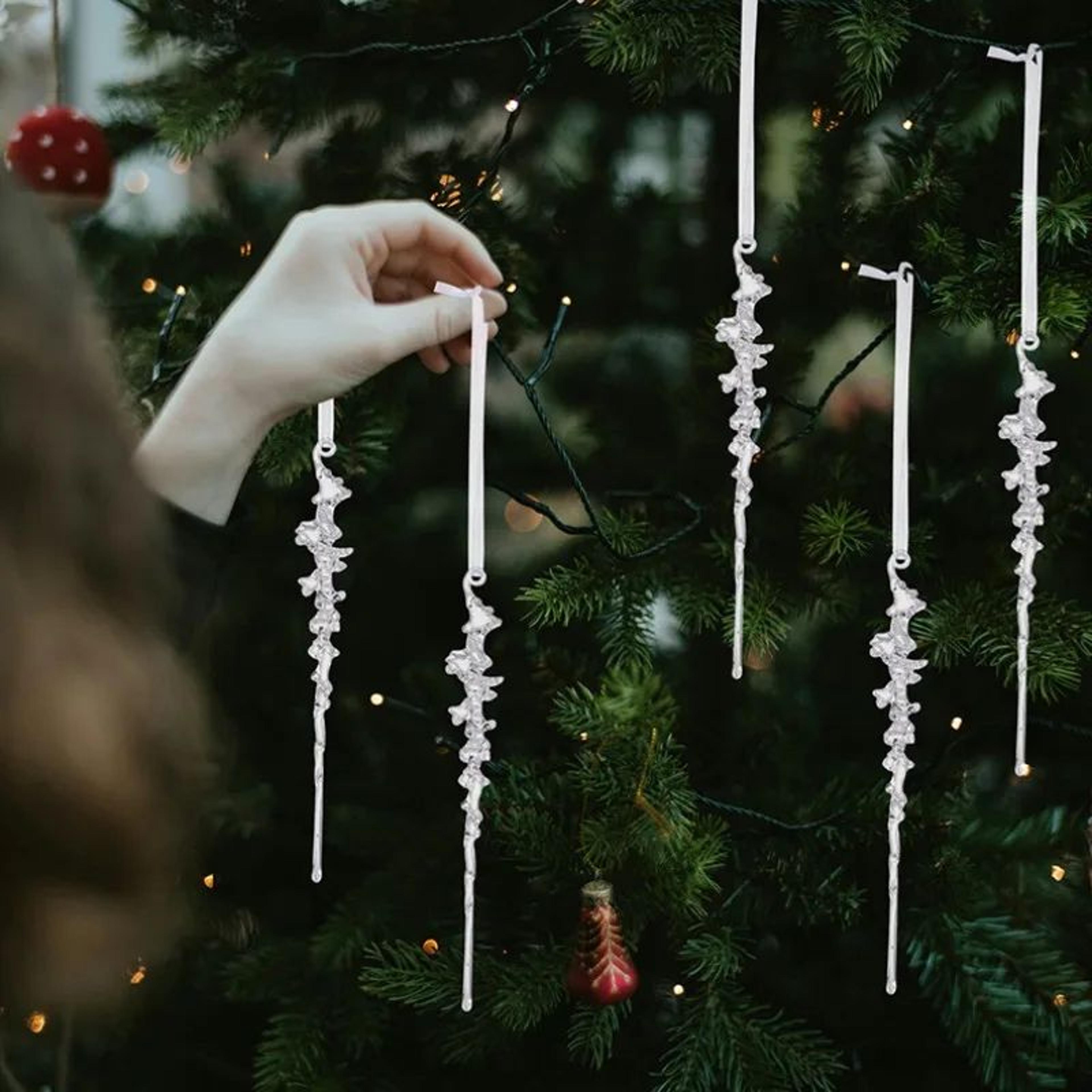 Acrylic Icicle Christmas Tree Ornaments  Frosted Crystal Hanging Pendants 510PCS 4