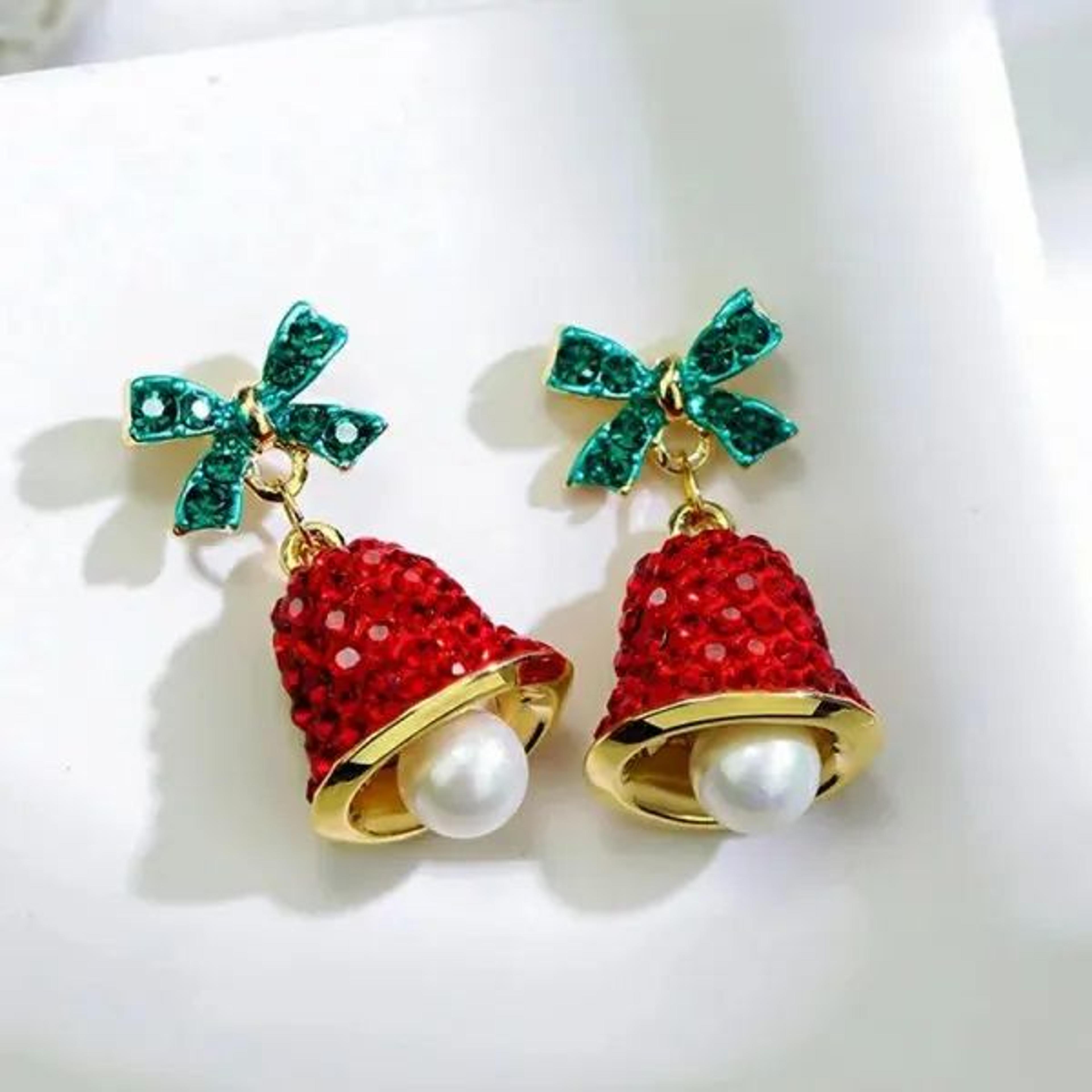 Christmas Light Bulb Drop Earrings With Rhinestone Bow For Women 11