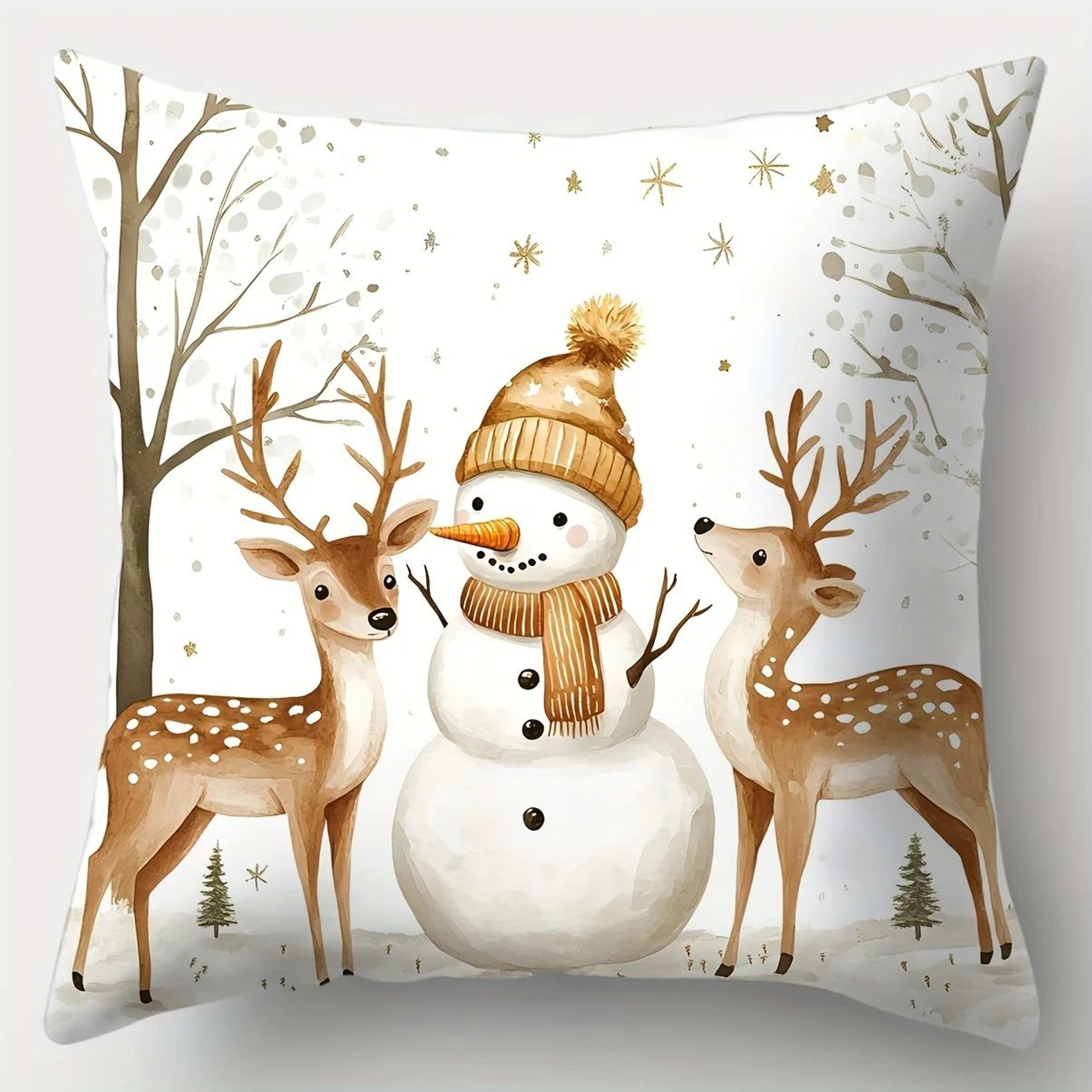 4PCS Golden Christmas Pillow Covers 177 Inch Holiday Throw Cushion Covers 3