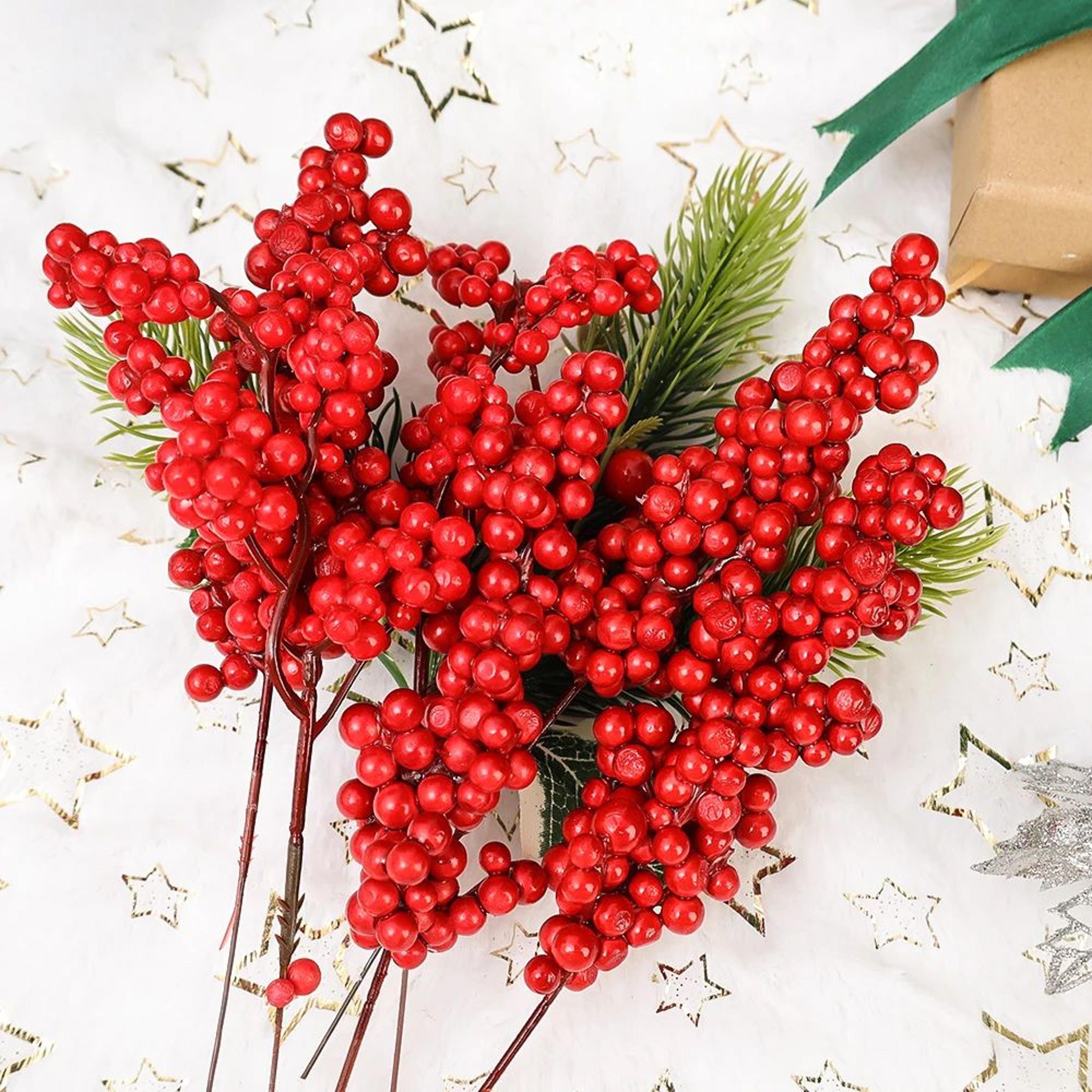 Artificial Red Berry Stems Christmas Wreath DIY Craft Decorations 2
