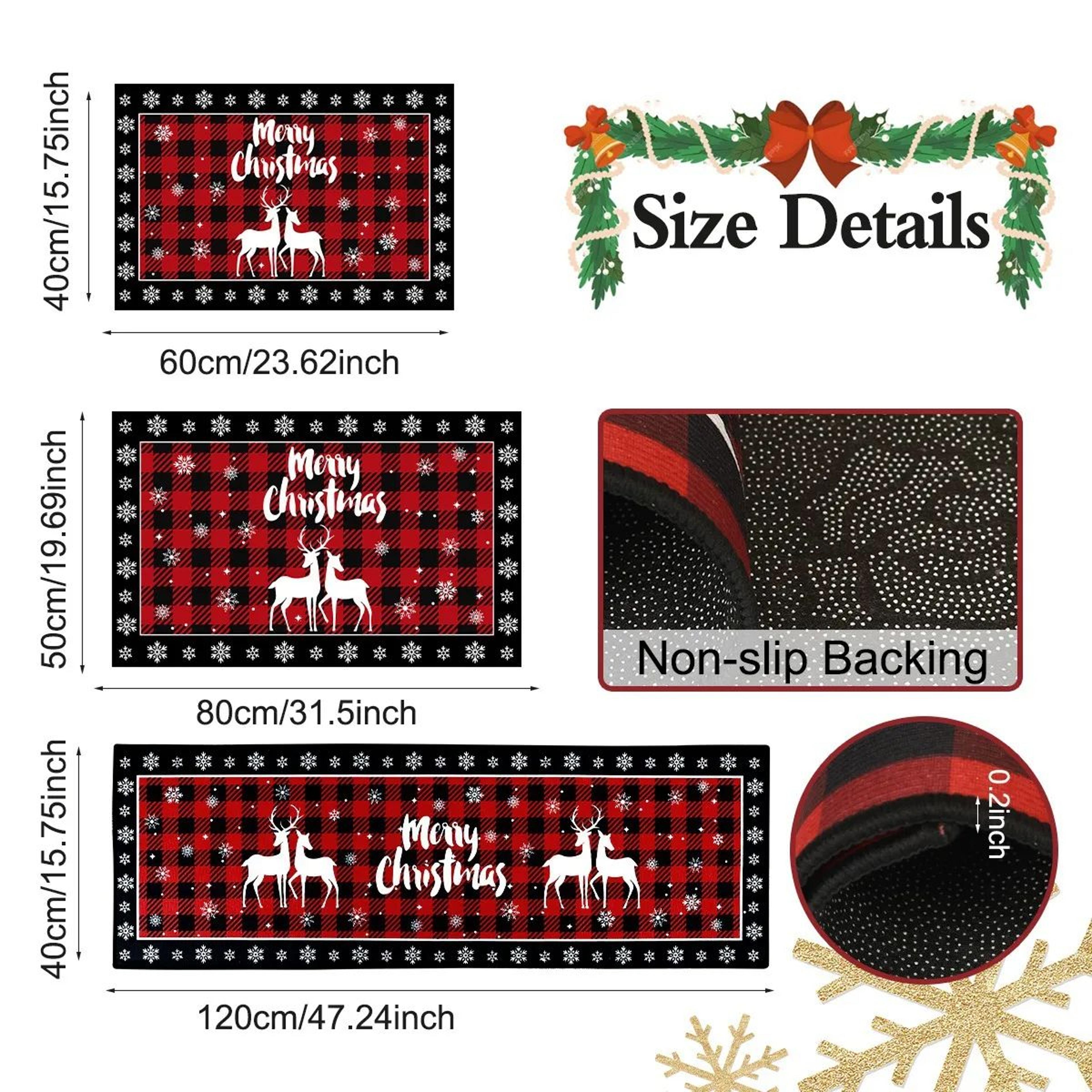 Plaid Christmas Tree Floor Mat  Absorbent Holiday Kitchen Rug And Festive Doormat 6