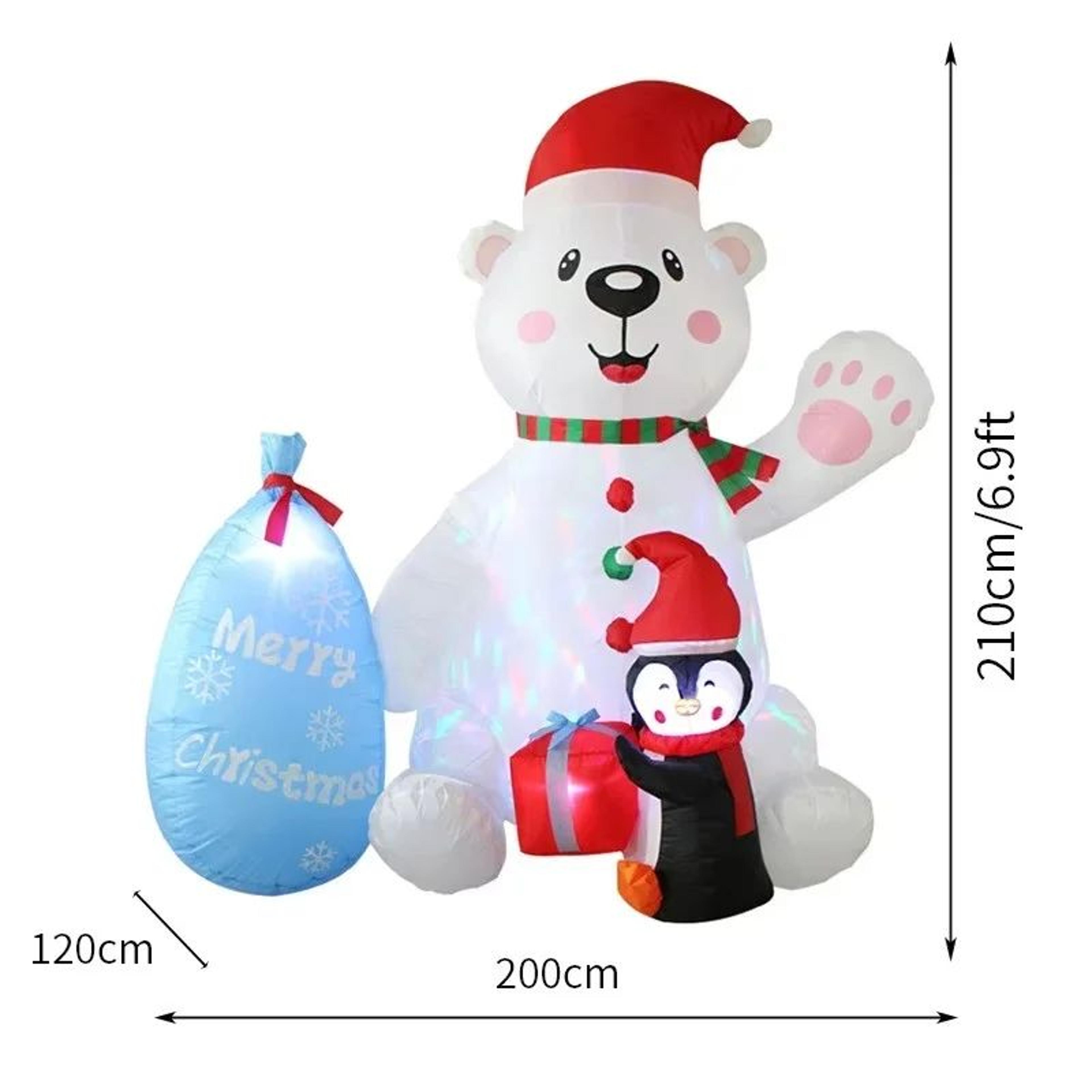 67FT LED Christmas Inflatable Polar Bear And Penguin Outdoor Yard Decoration 4