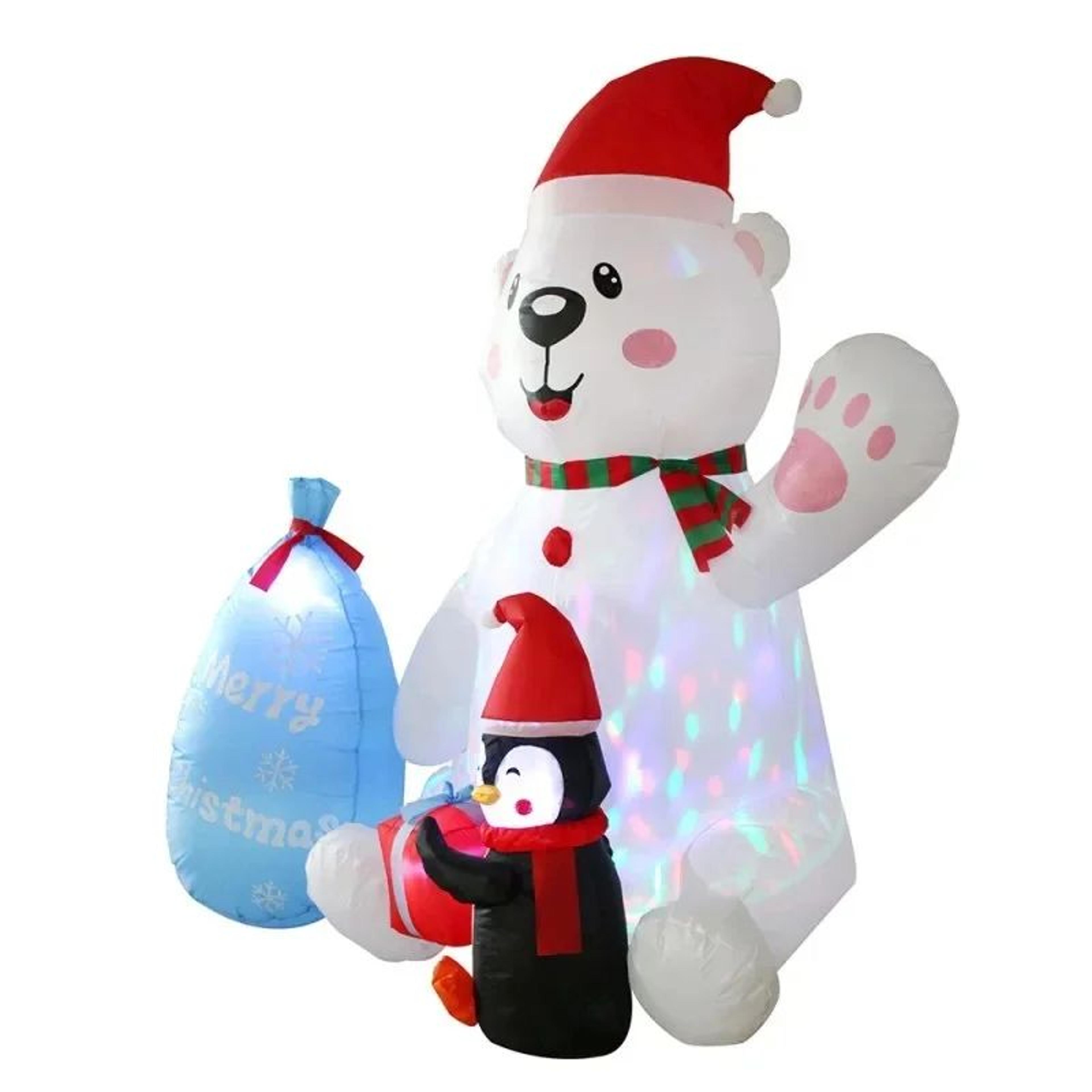 67FT LED Christmas Inflatable Polar Bear And Penguin Outdoor Yard Decoration 2