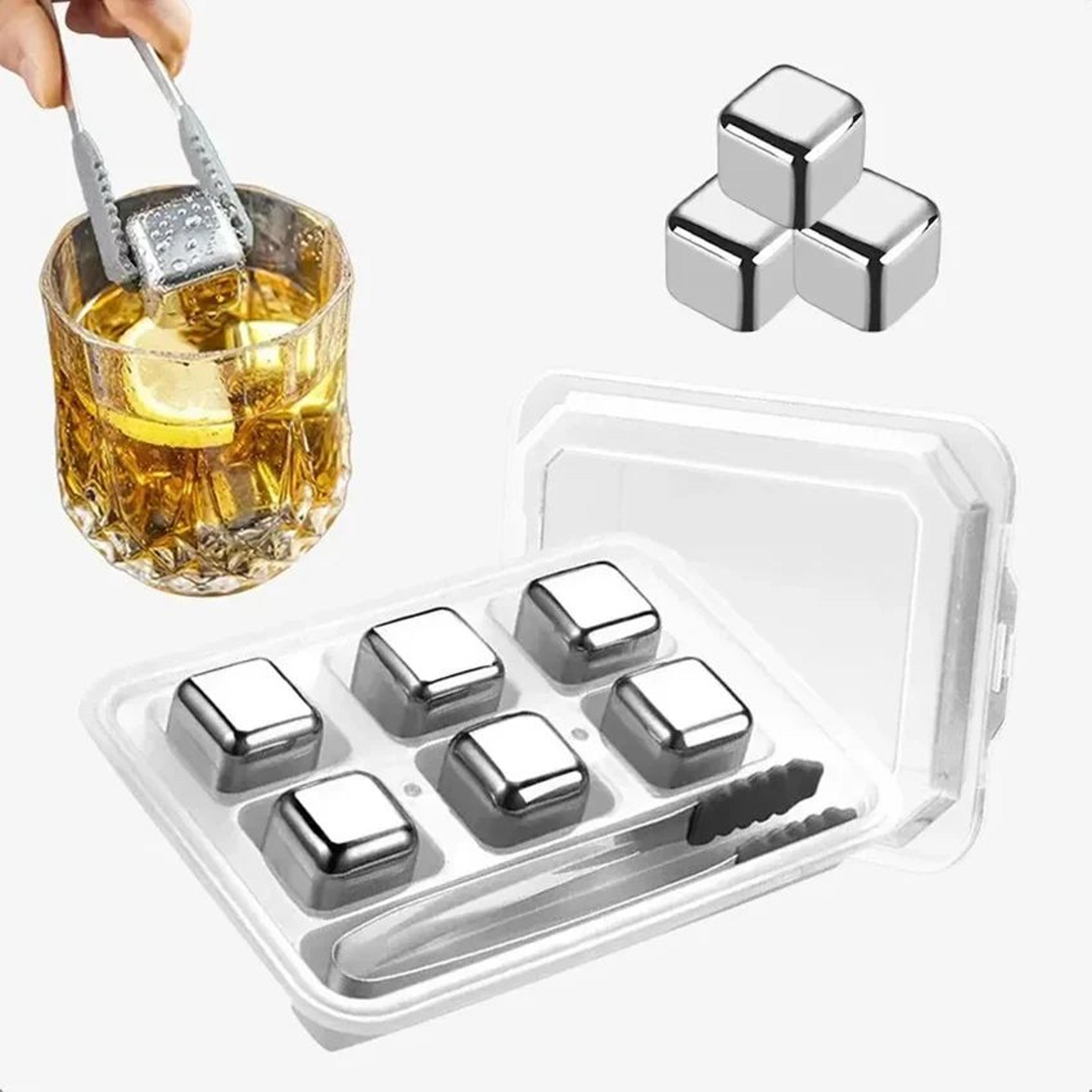 6Piece Stainless Steel Whiskey Stones Set With Tongs And Freezer Tray 3