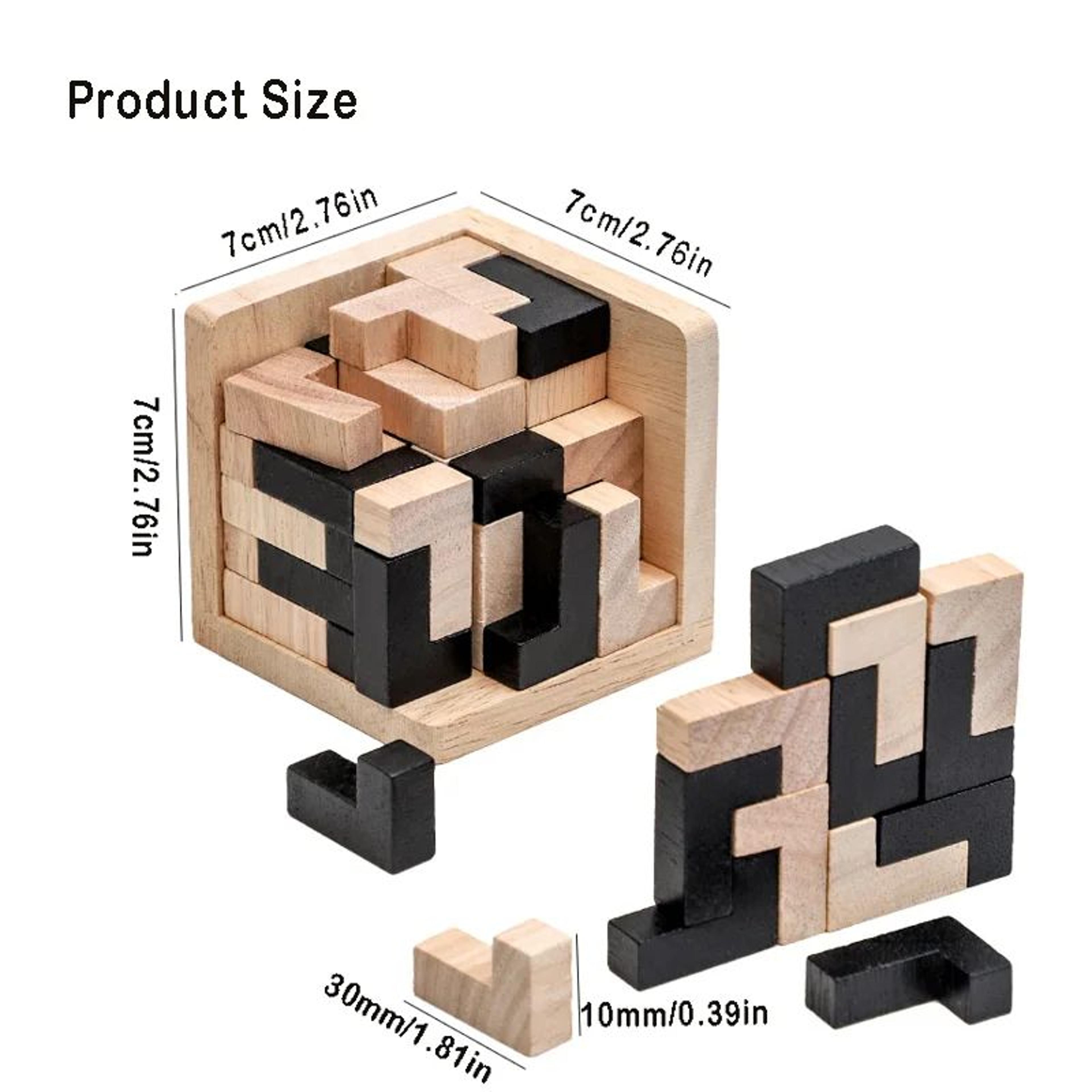 54Piece Wooden 3D Cube Puzzle Brain Teaser And Educational Logic Game 3