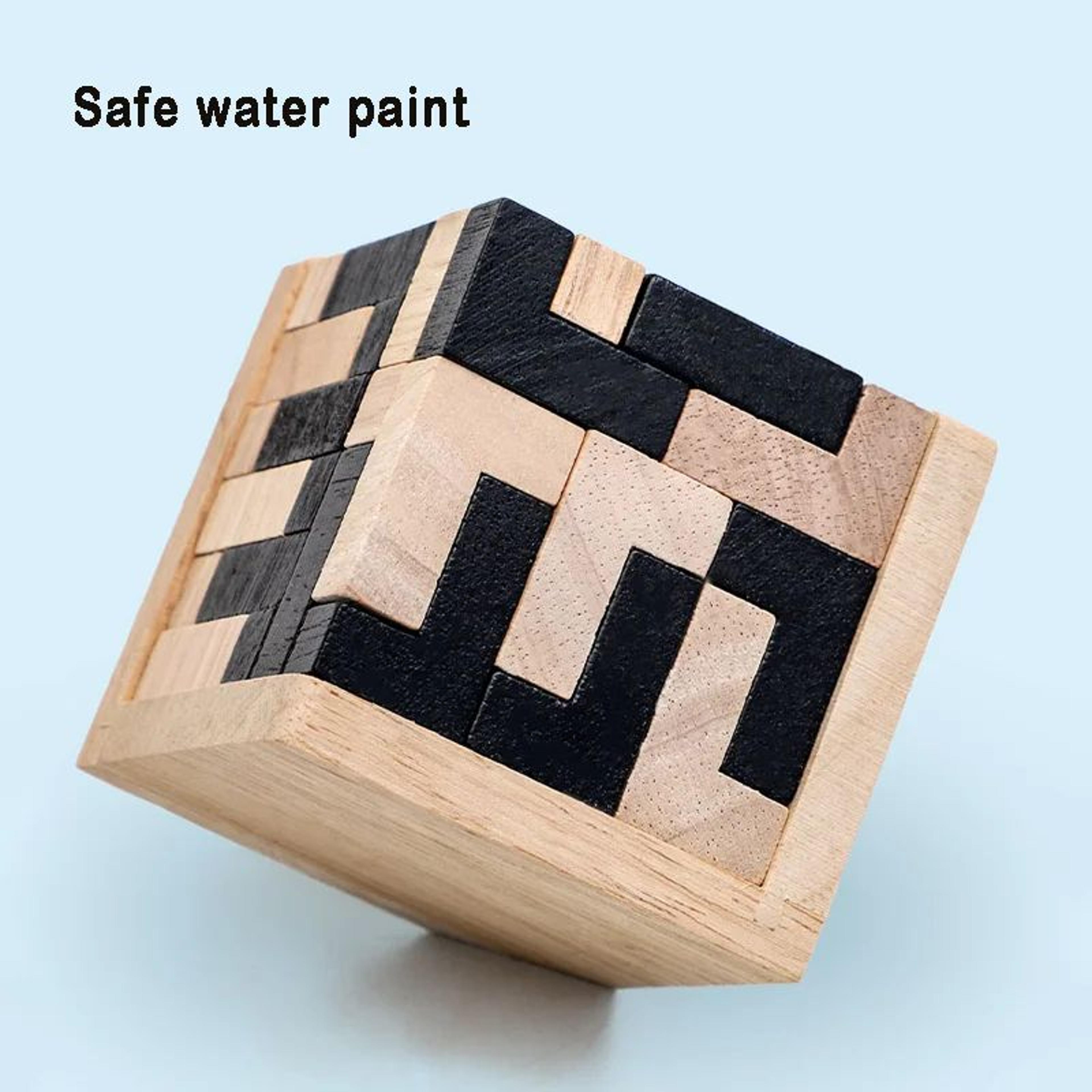 54Piece Wooden 3D Cube Puzzle Brain Teaser And Educational Logic Game 4