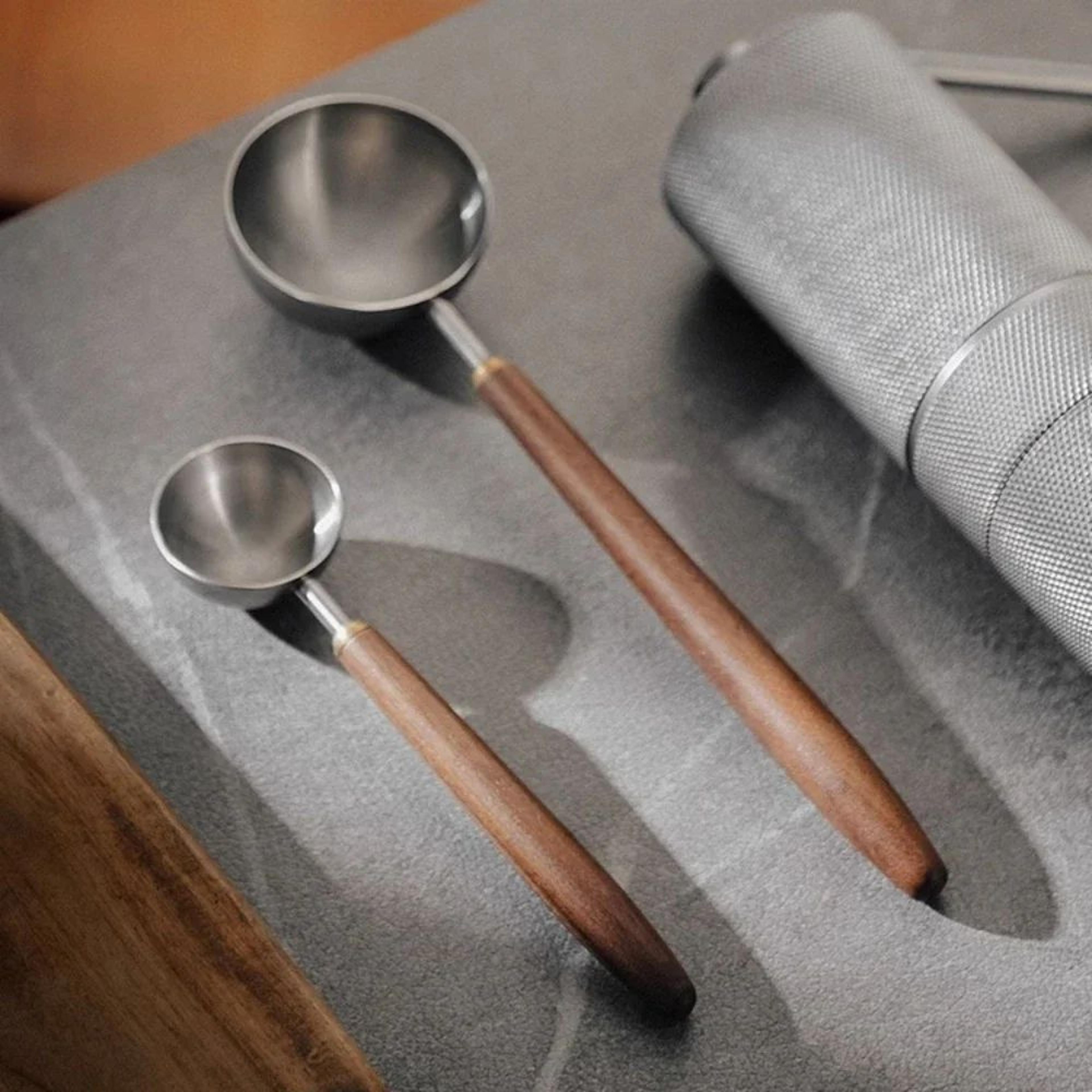 25ml walnut handle stainless steel coffee measuring scoop