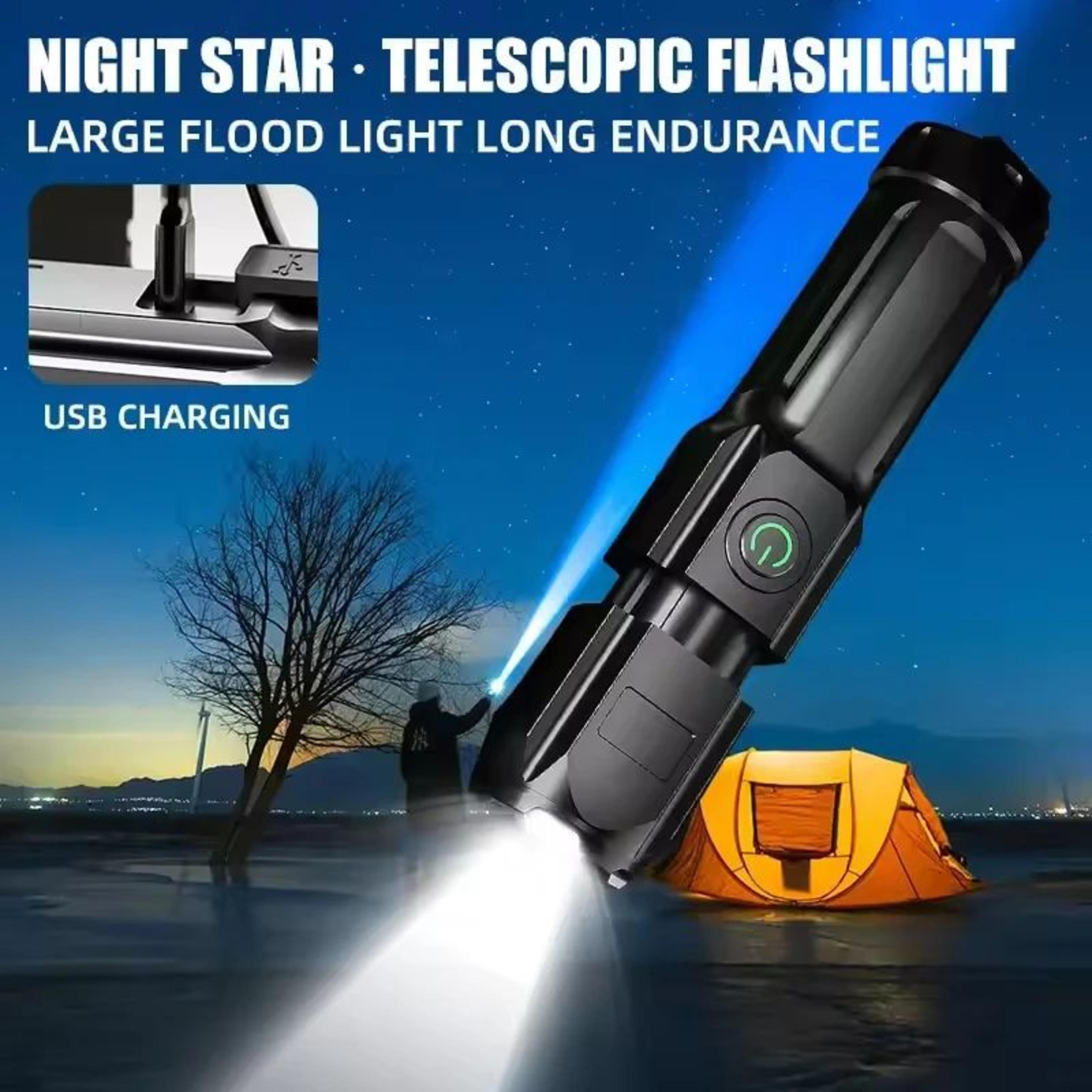 Telescopic Zoom Rechargeable LED Flashlight With 4 Lighting Modes 2