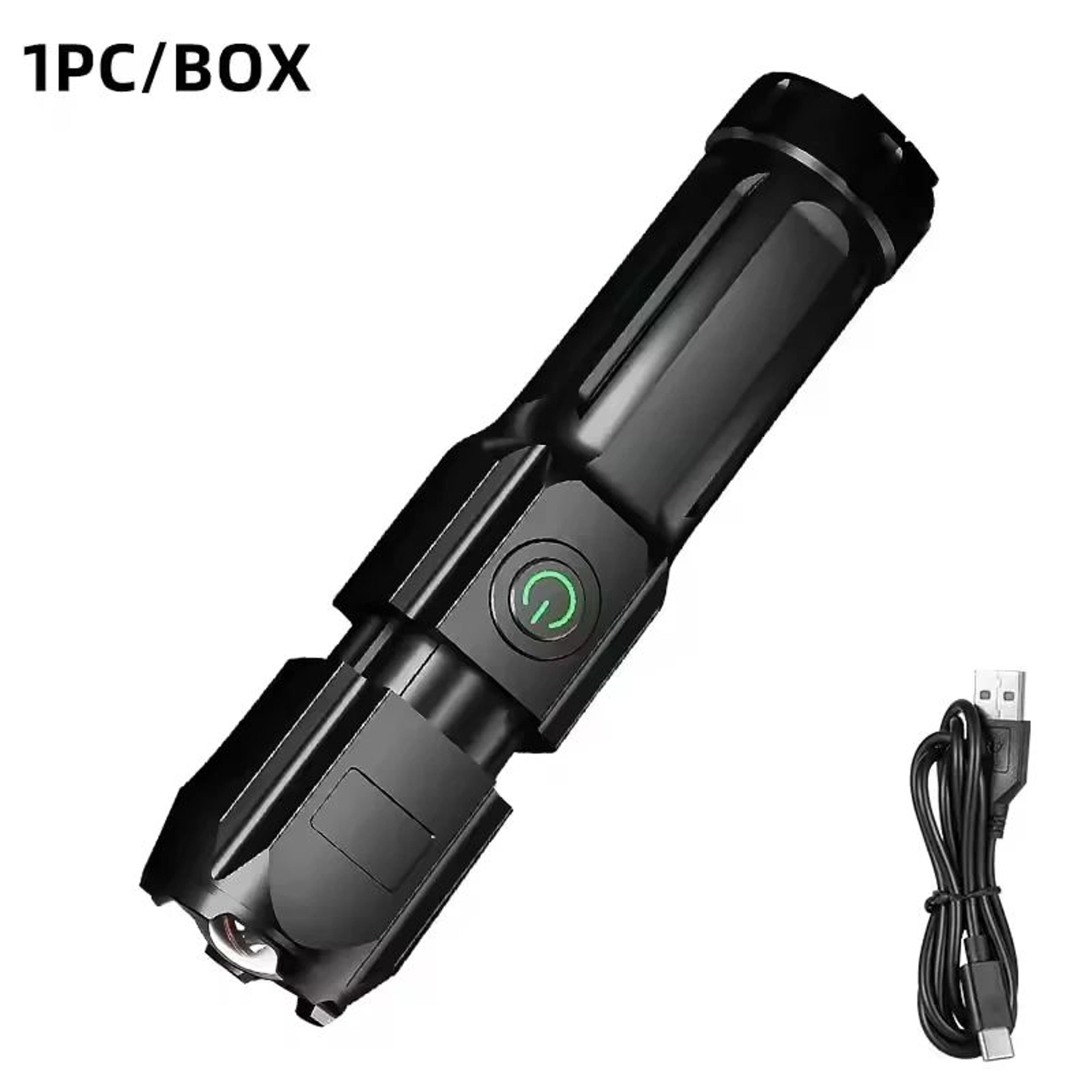 Telescopic Zoom Rechargeable LED Flashlight With 4 Lighting Modes 0