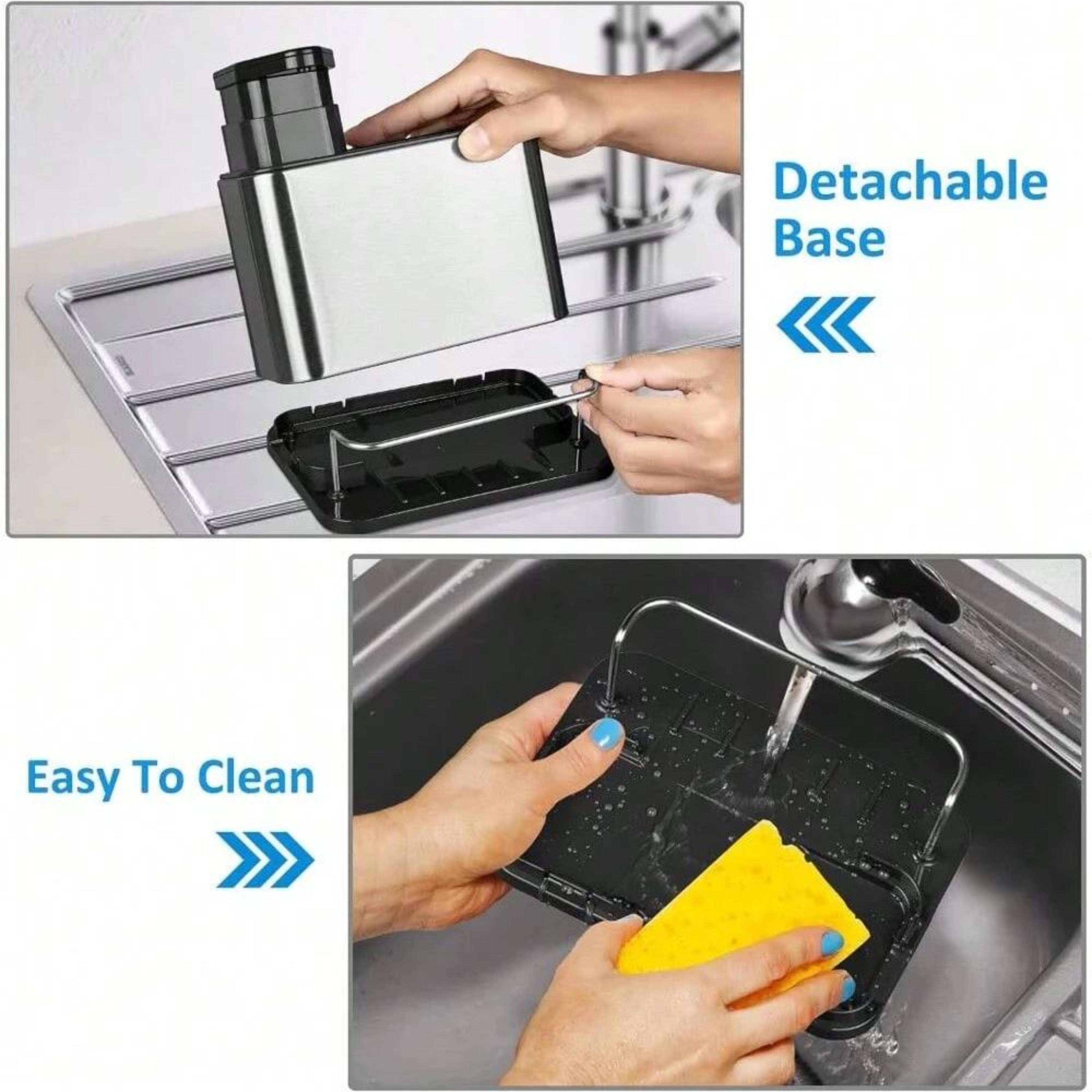 3in1 Stainless Steel Kitchen Sink Organizer With Soap Dispenser And Sponge Holder 3