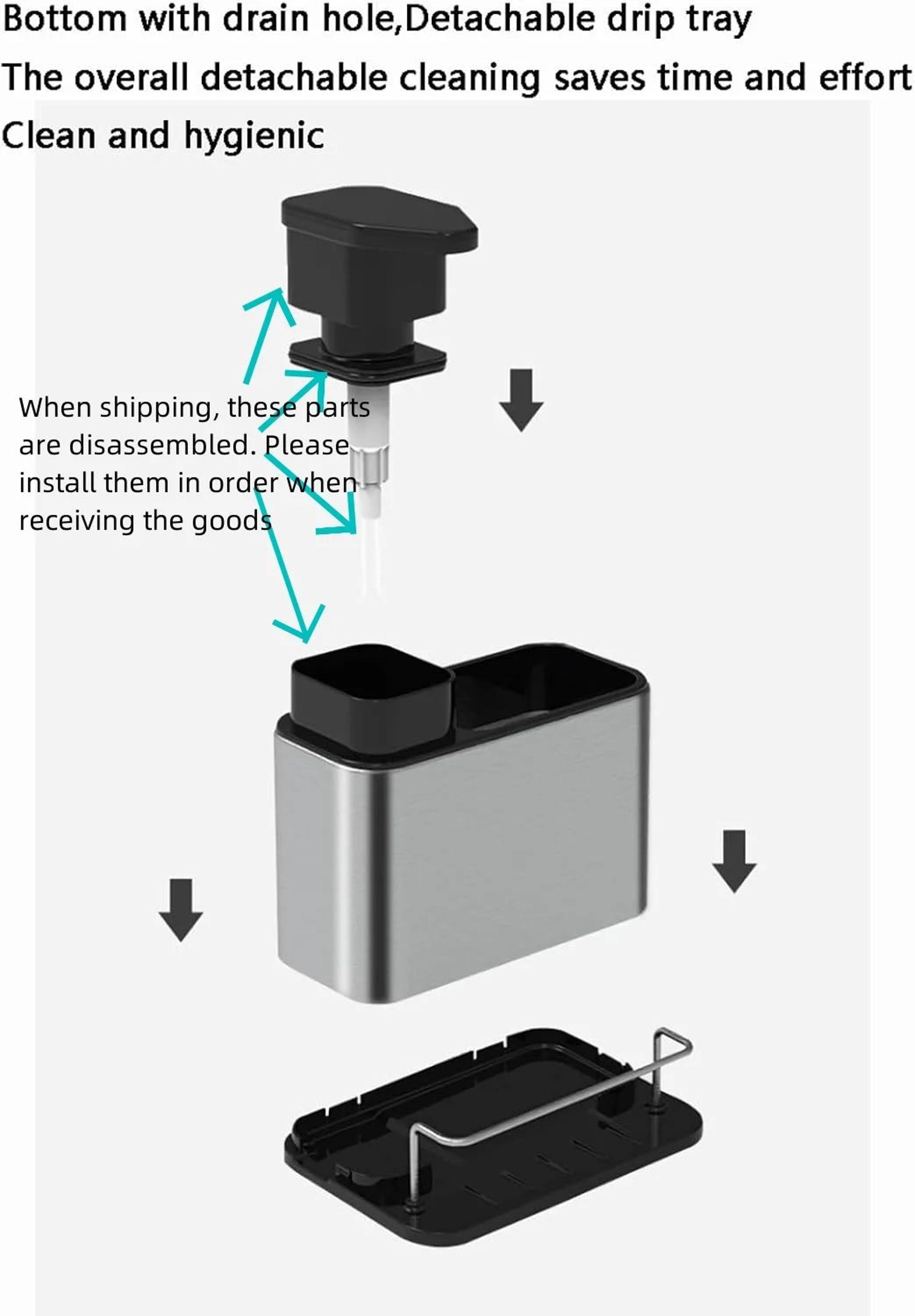 3in1 Stainless Steel Kitchen Sink Organizer With Soap Dispenser And Sponge Holder 4