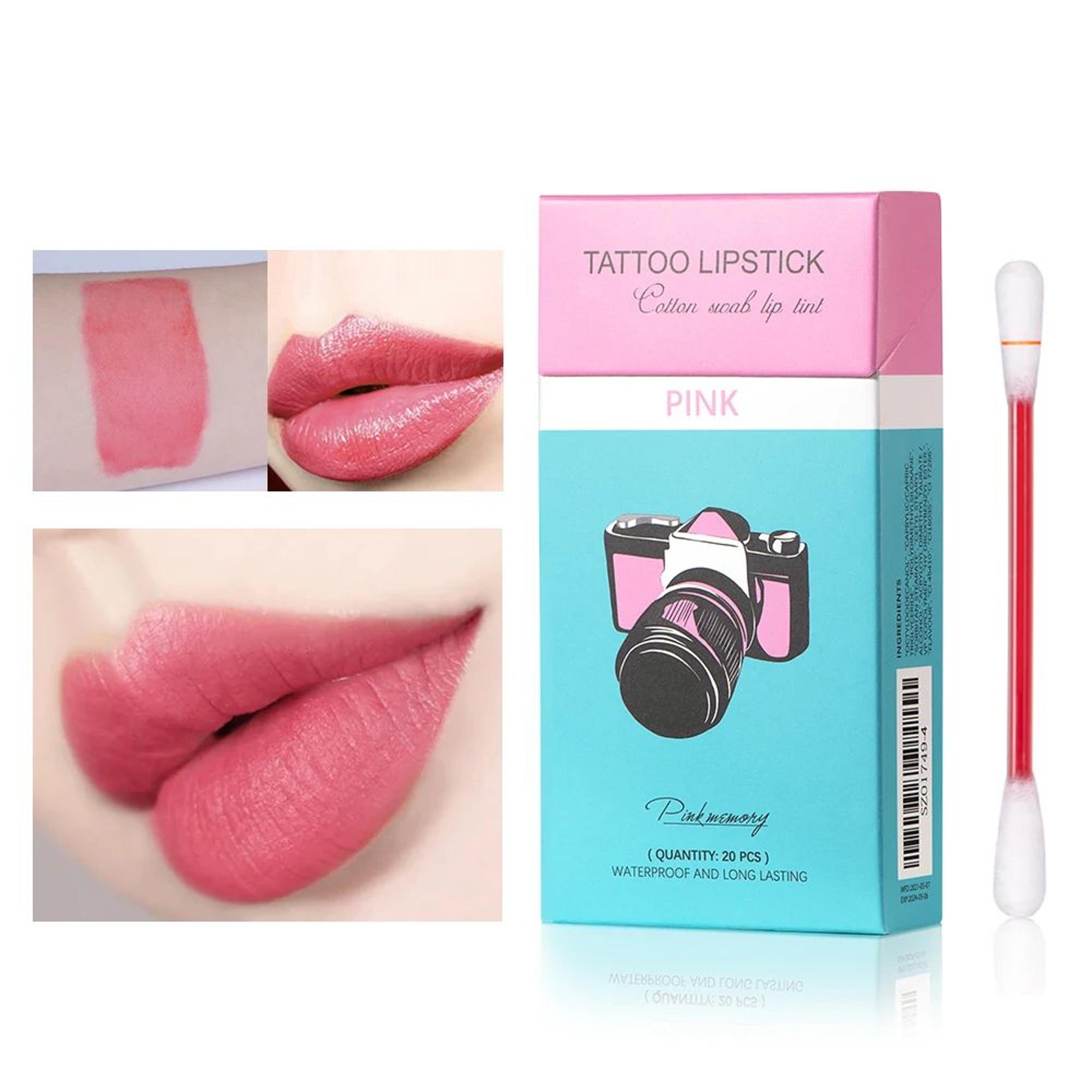 20PCS Cotton Swab Lip Stain Set  Waterproof Long Lasting Kiss Proof Lip Tint 10