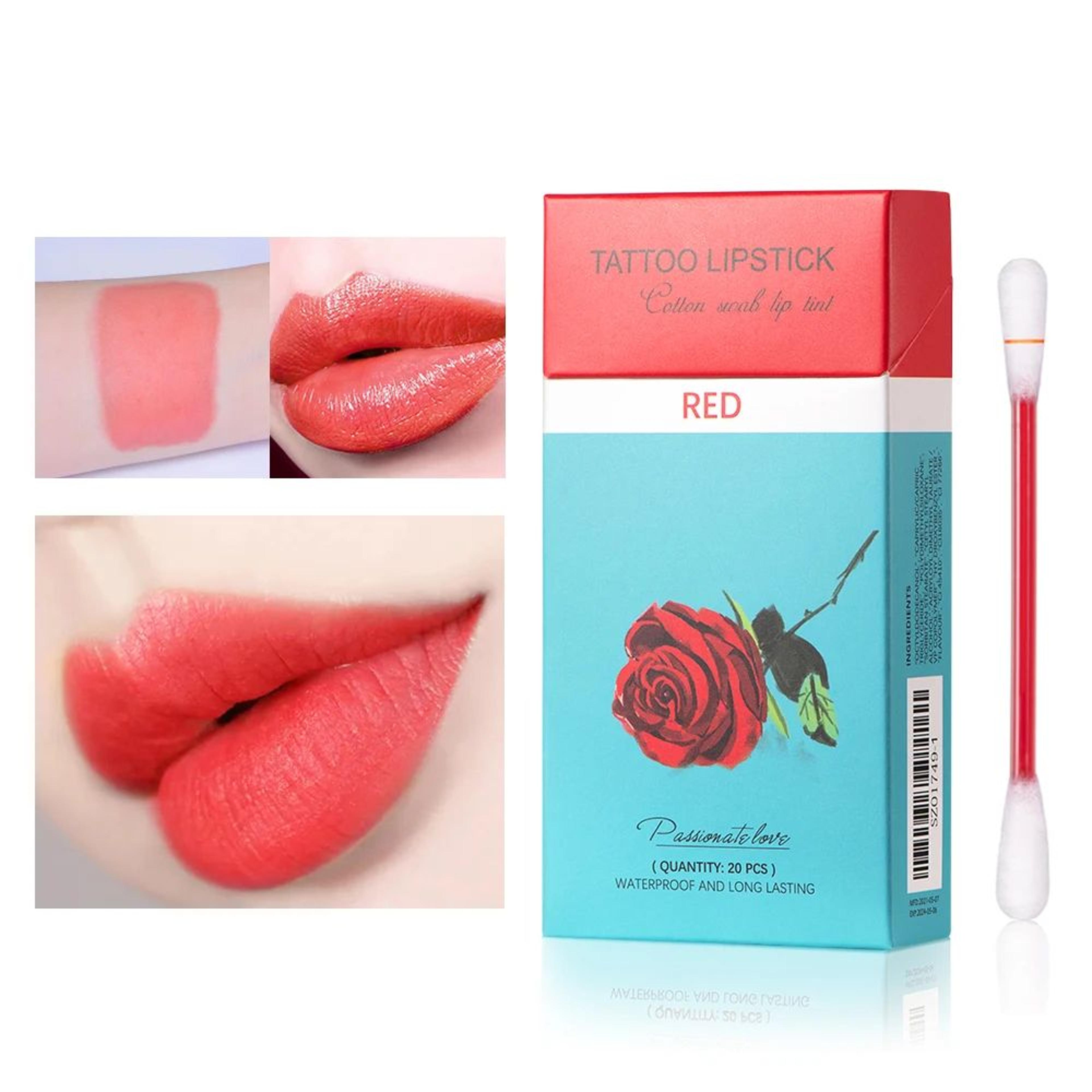 20PCS Cotton Swab Lip Stain Set  Waterproof Long Lasting Kiss Proof Lip Tint 8