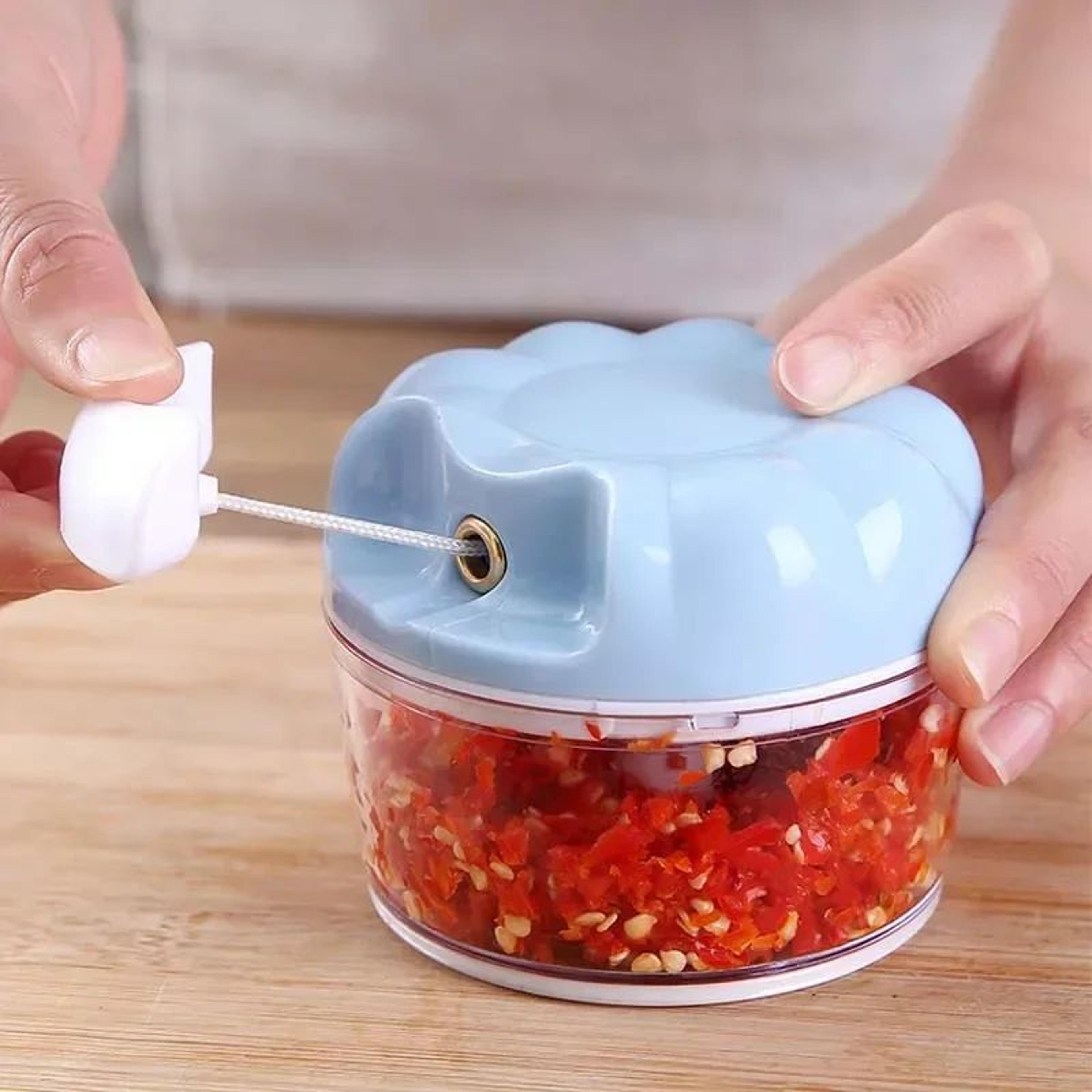 Manual Pull Cord Garlic And Vegetable Chopper With Stainless Steel Blades 5