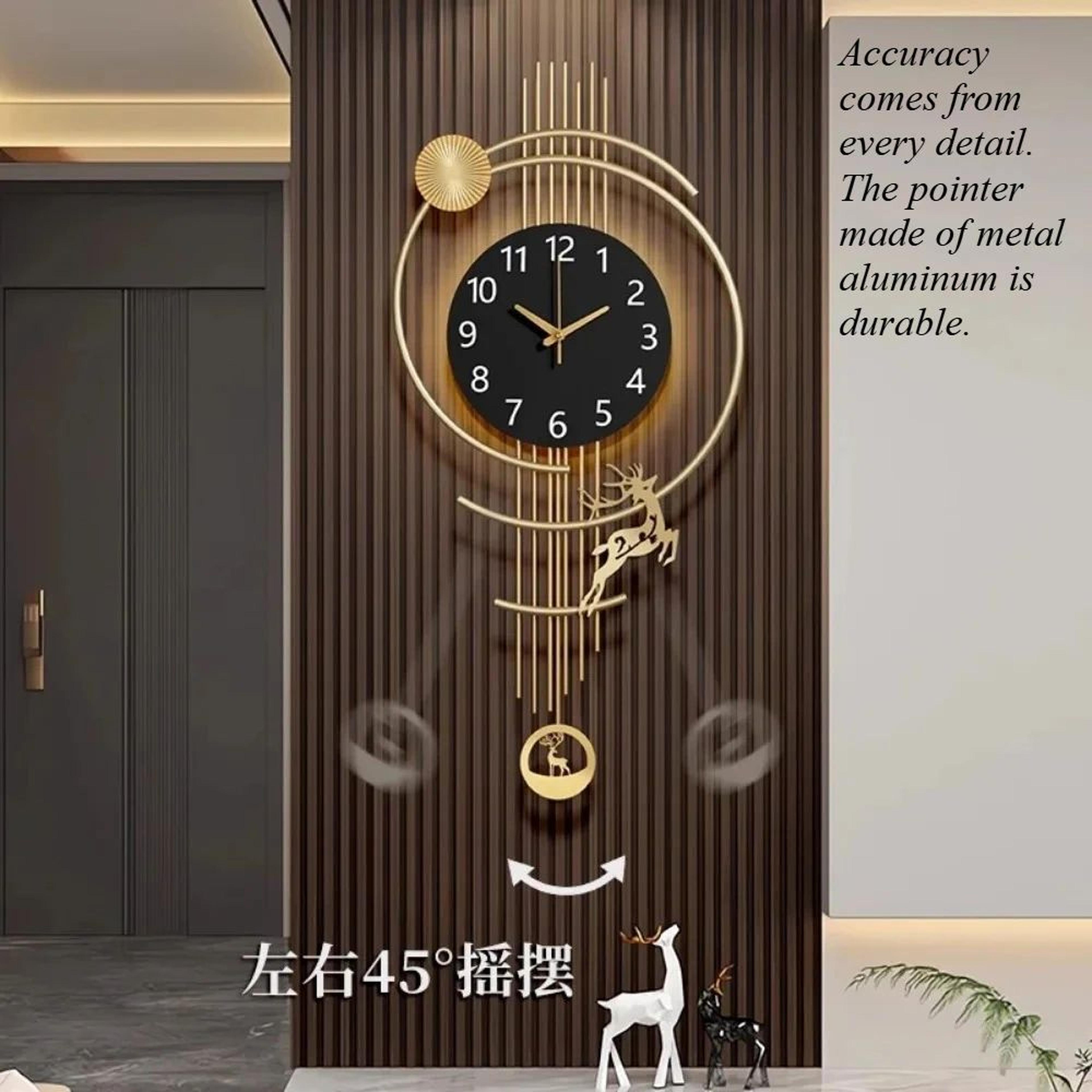 Swinging Deer Wall Clock With Ambient Light Modern Decorative Wall Clock 3
