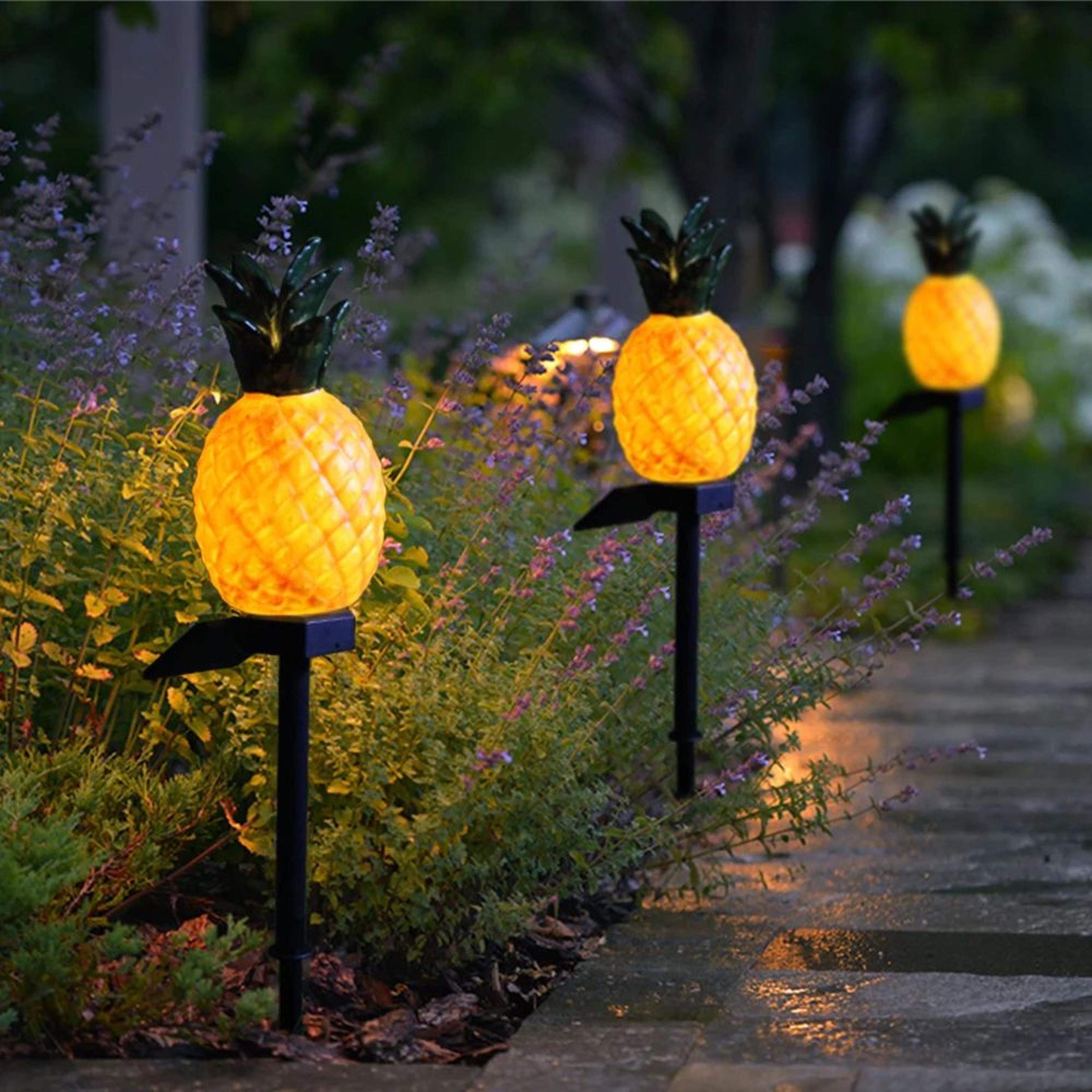 solar pineapple garden stake light outdoor waterproof led lawn decoration