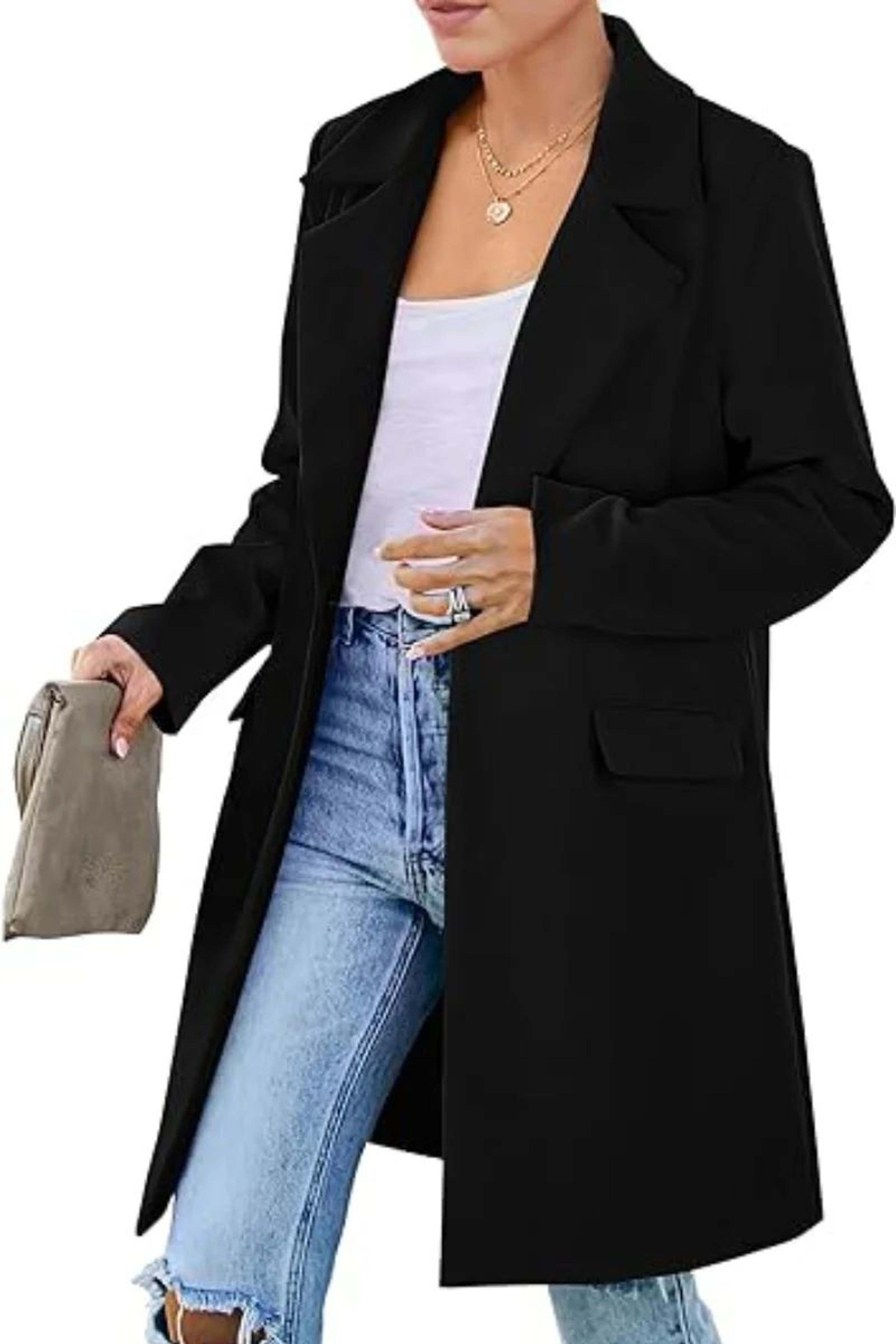 Womens Long Wool Blend Winter Coat With DoubleBreasted Front And TurnDown Collar 8